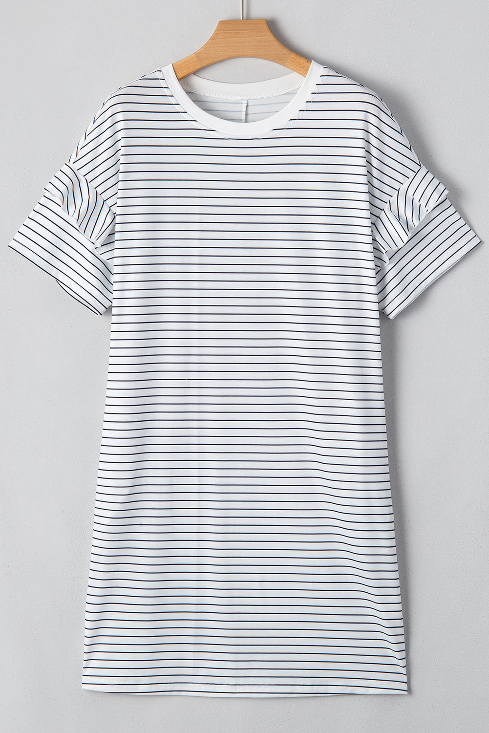 Stripe Ruffle Sleeve T-Shirt Dress