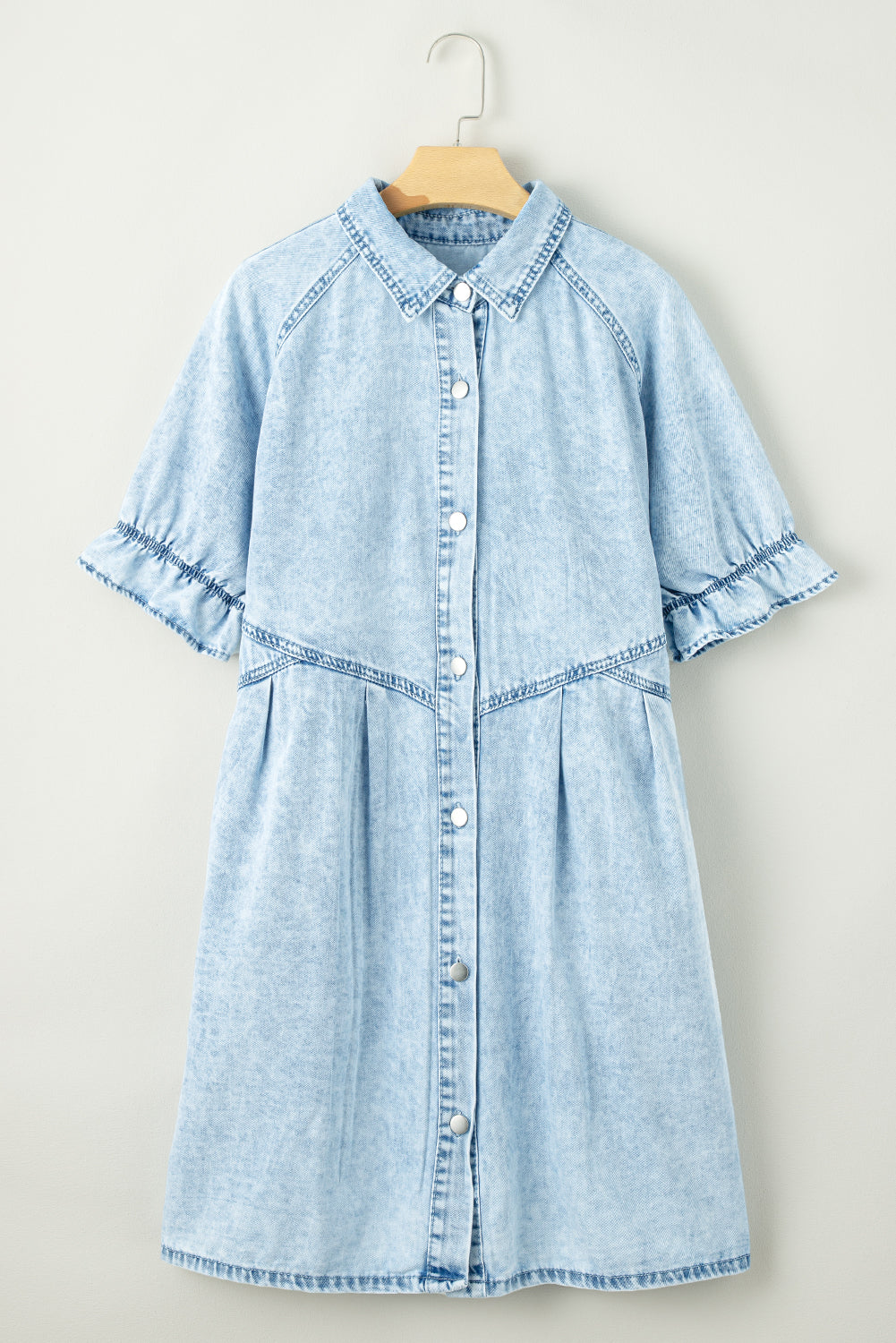 Denim Mineral Wash Buttoned Dress