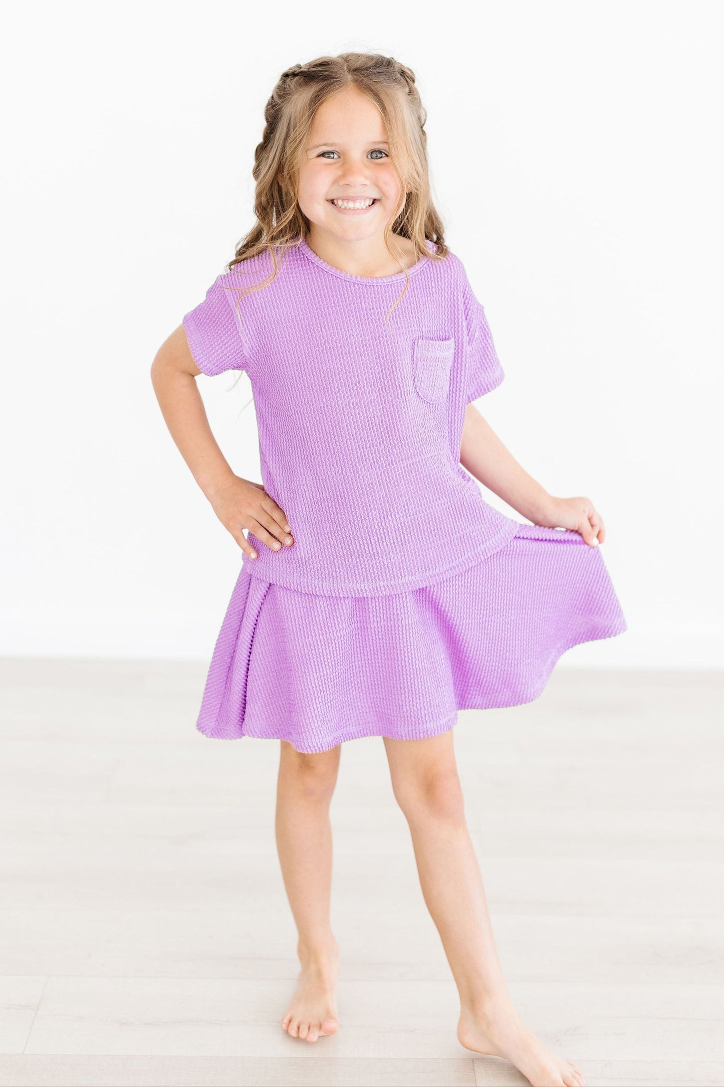 Bright Lilac Scrunchy Twirl Skort