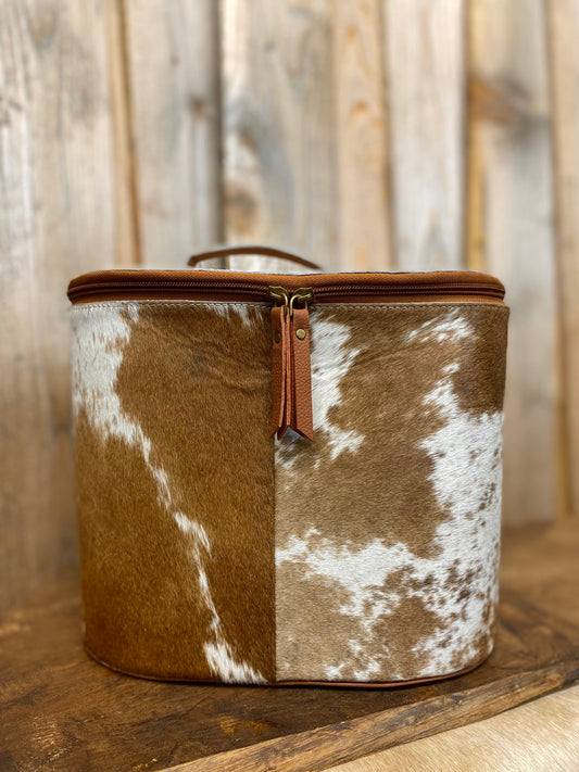 Tan Makeup Box Cowhide