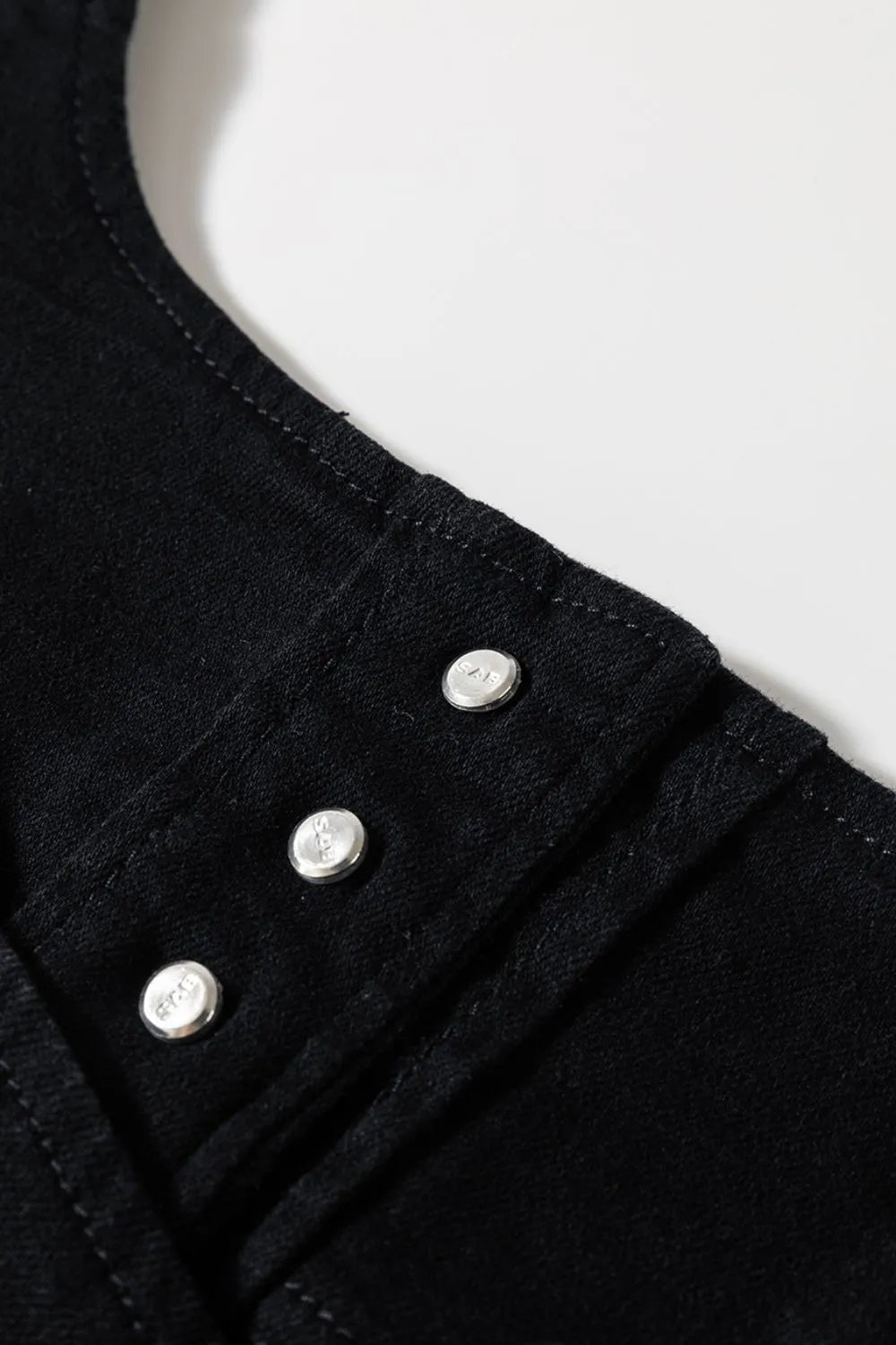 Acid Wash Buttoned Cropped Slim Denim Tank Top