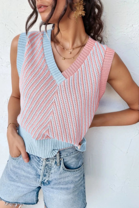 V-Neck Contrast Sweater Vest