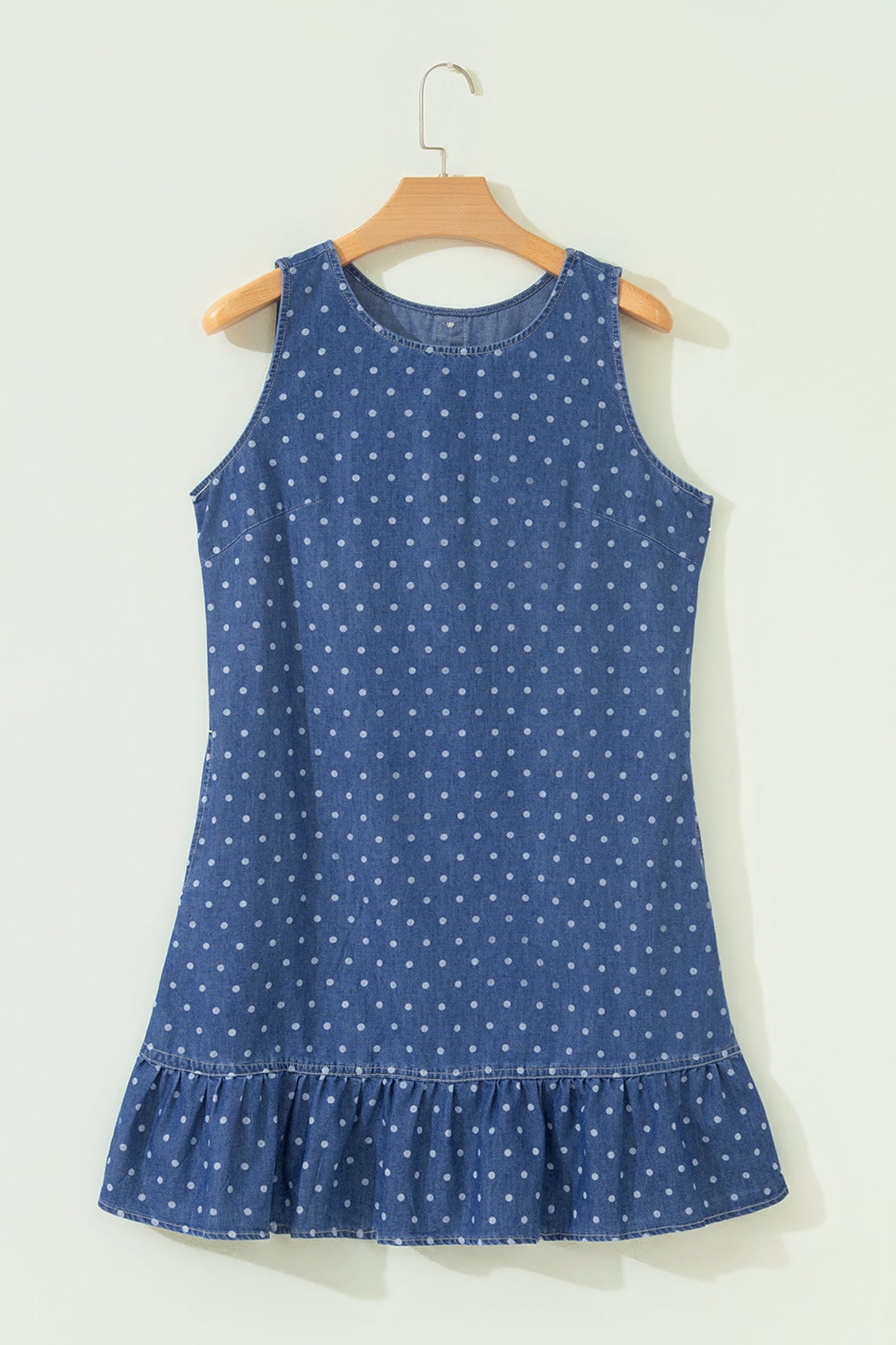 Polka Dot Ruffle Hem Sleeveless Mini Dress