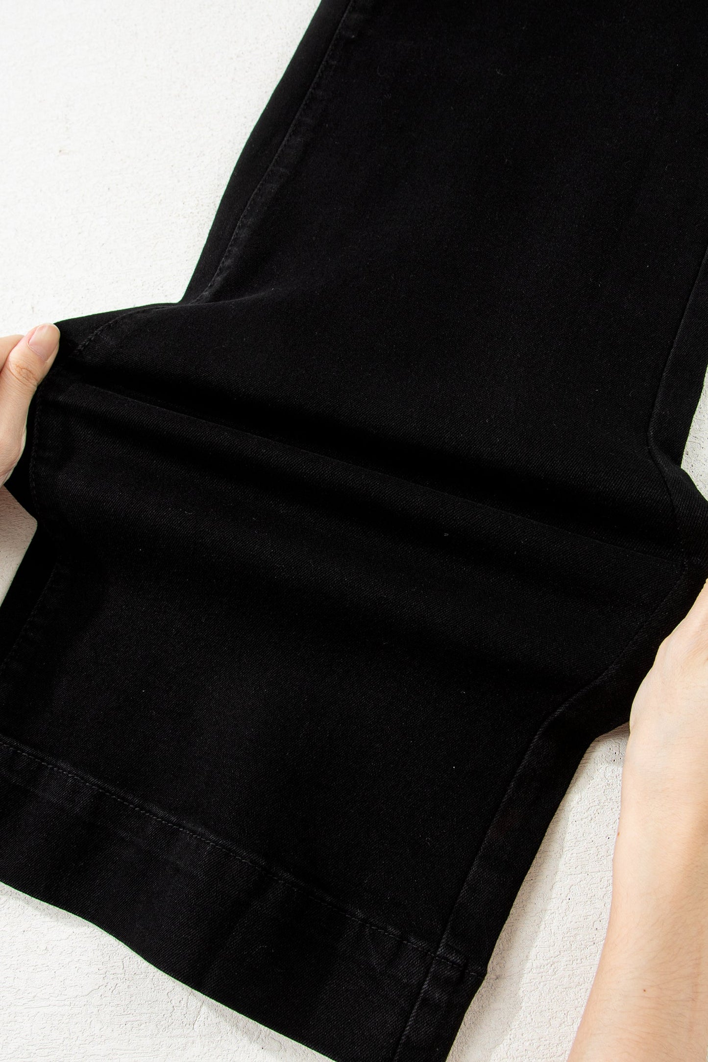 Denim 2-Button High Waist Wide Leg Jeans