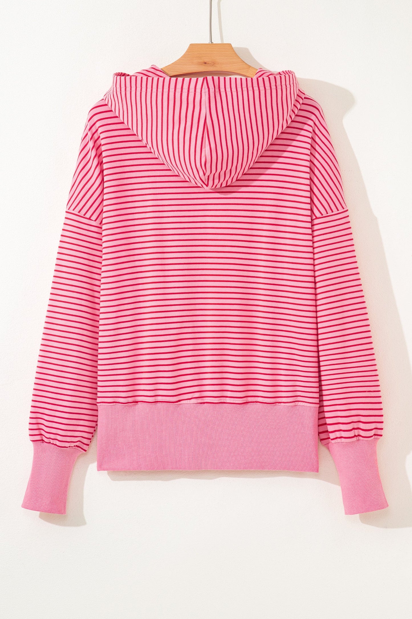 Stripe Thumbhole Sleeve Side Slit Drop Shoulder Hoodie