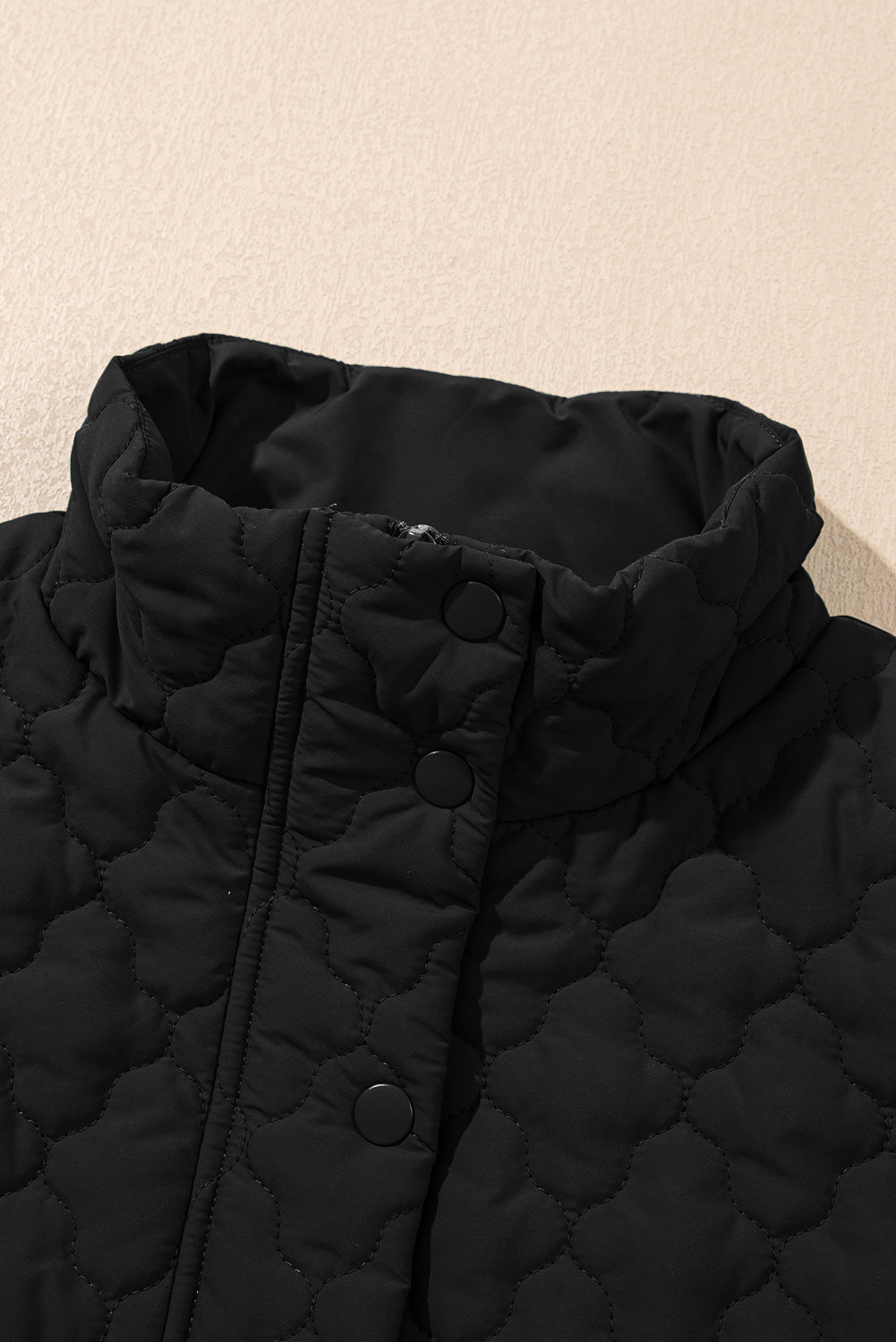 Floral Quilted Zip-Up Snap Button Vest