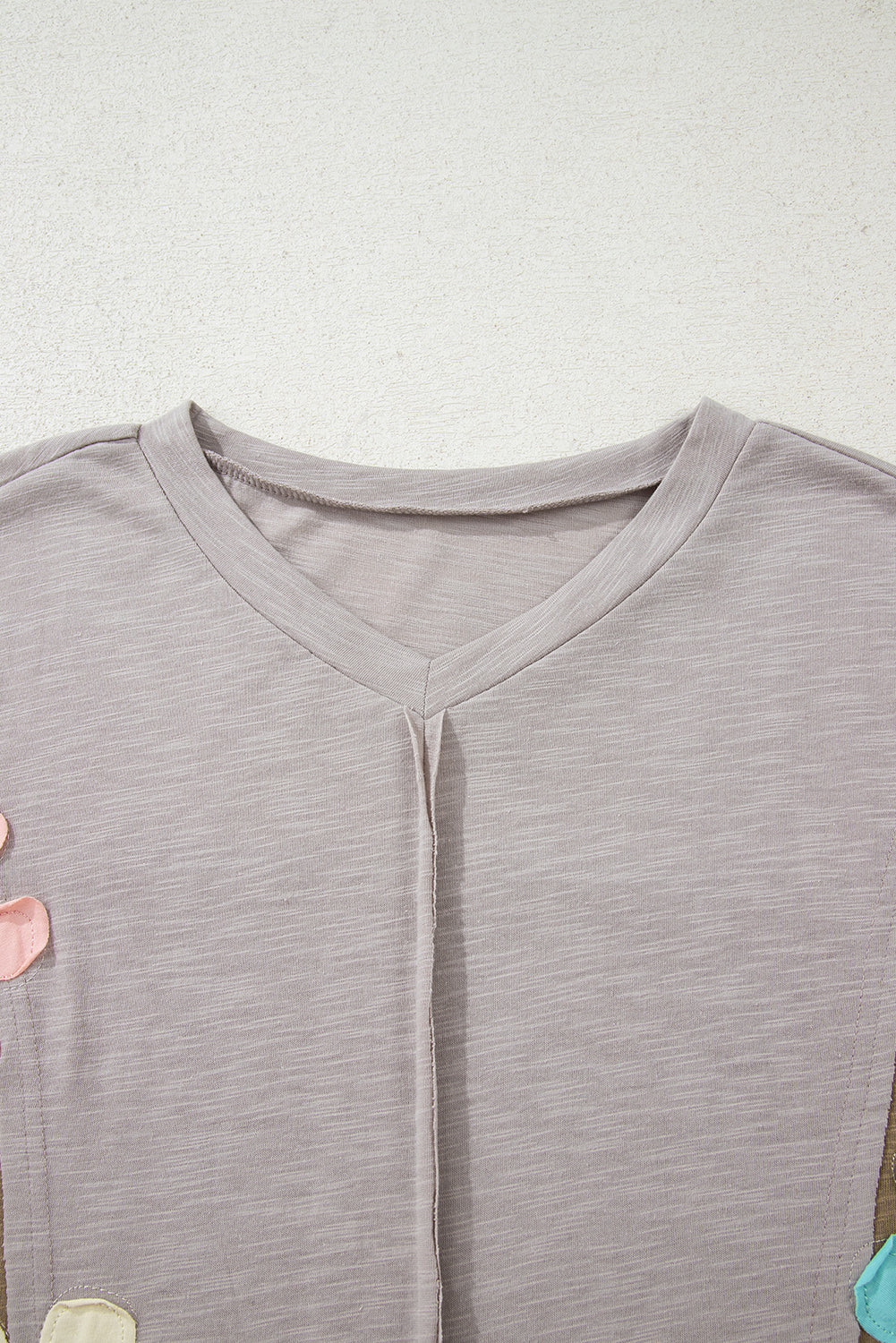 Flower Patch Exposed Seam 3/4 Sleeve T-Shirt