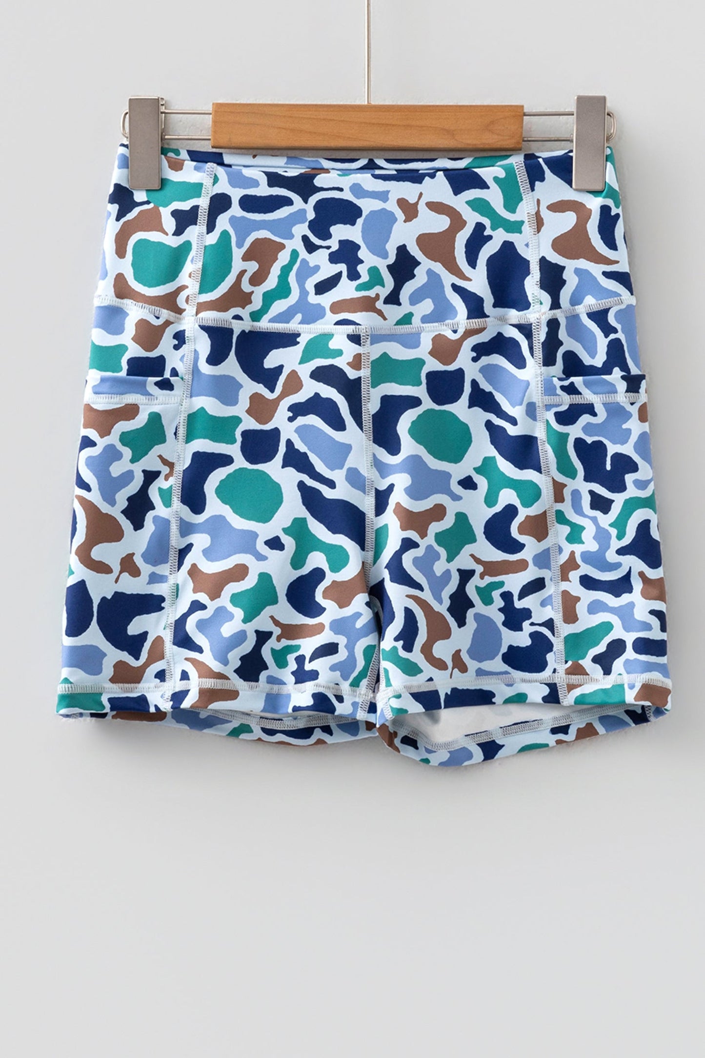 Abstract Camo Side Pocket Biker Shorts