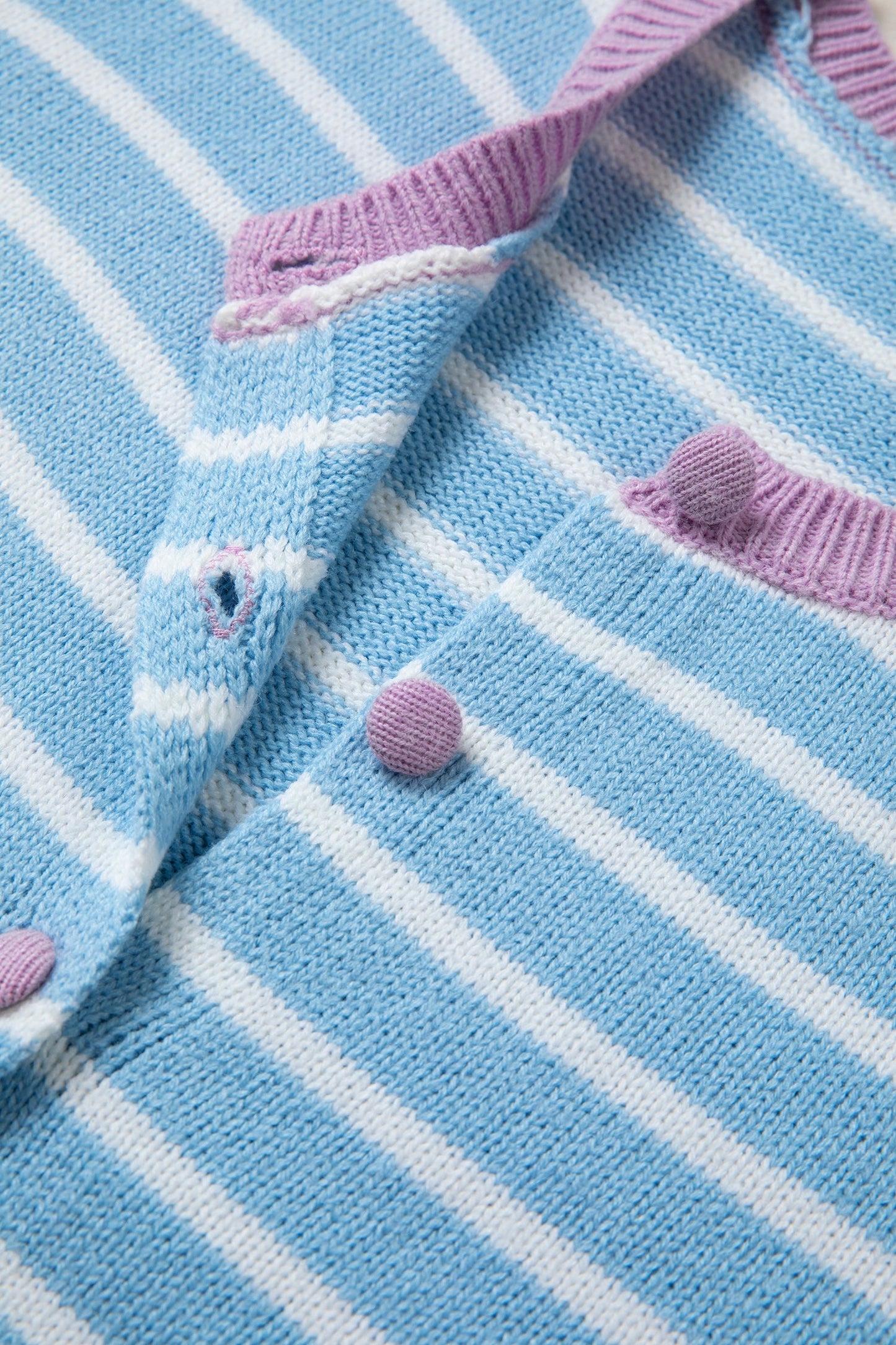 Stripe Long Sleeve Round Neck Open Front Cardigan