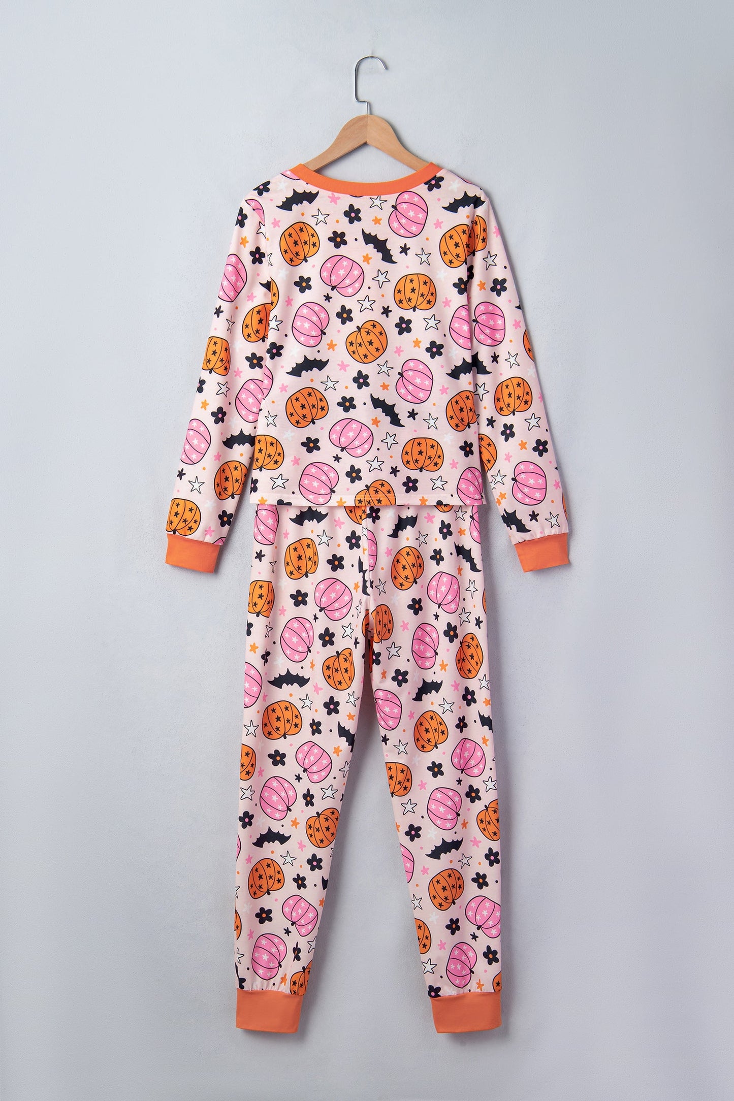 Halloween Pumpkin Long Sleeve Top & Pants Lounge Set