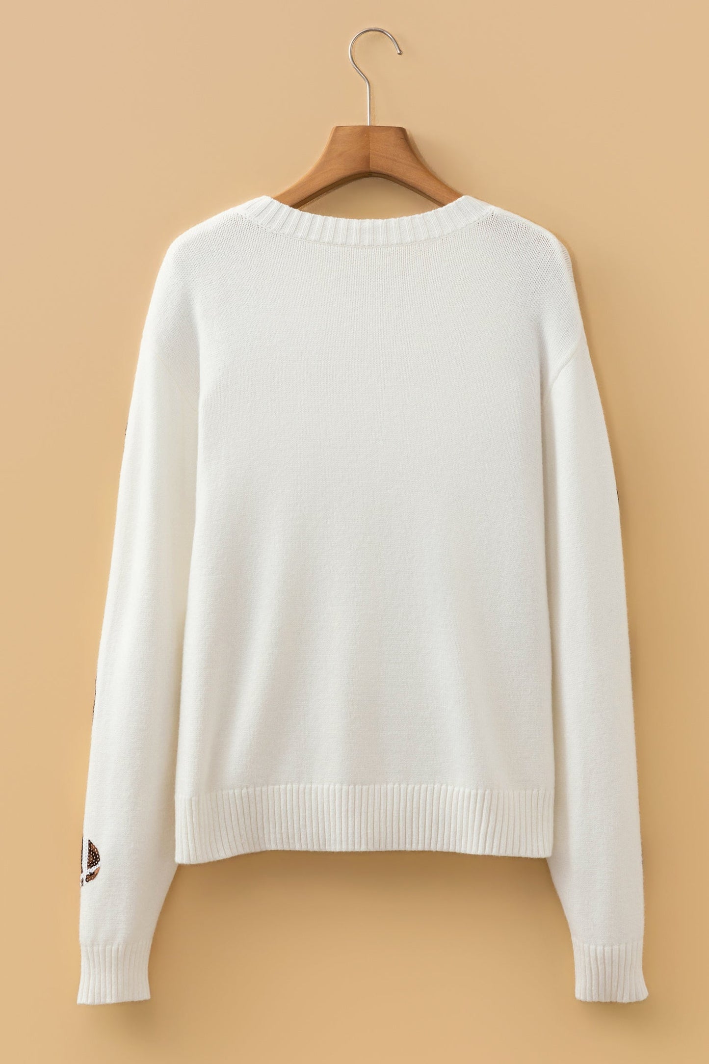Football Sequin Round Neck Long Sleeve Sweater