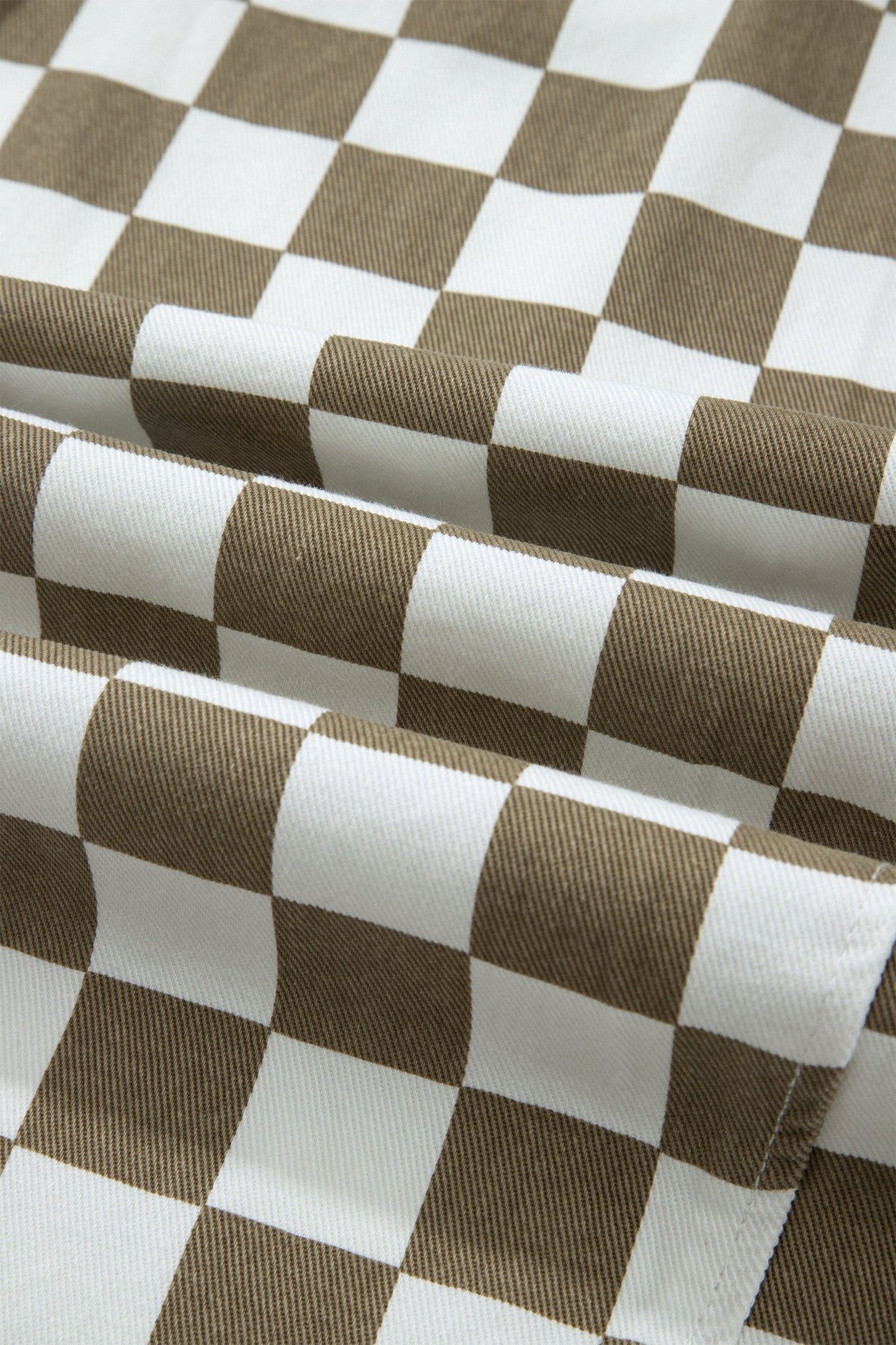 Checker Denim Barrel Leg Pants
