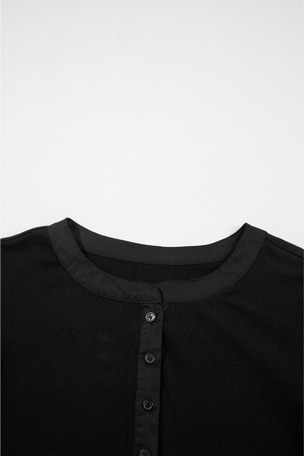 Ribbed Patchwork Puff Sleeve Top