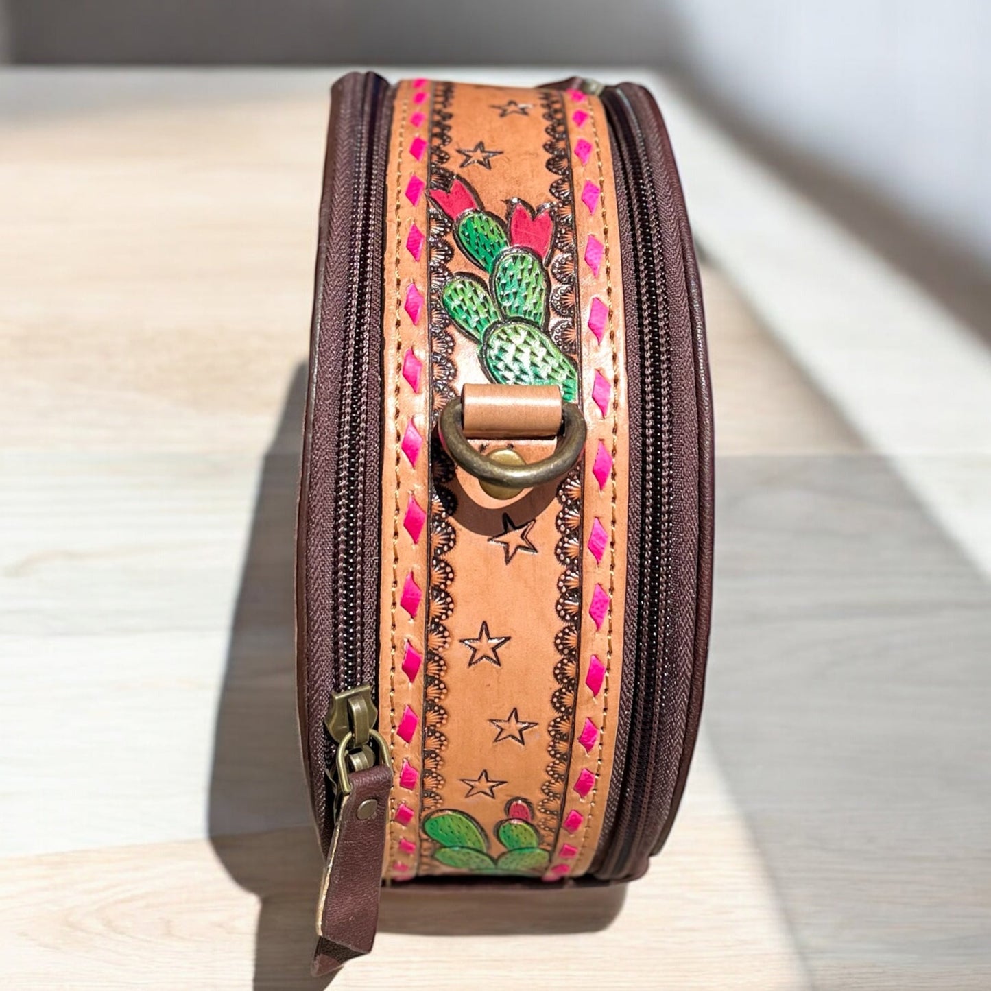 Howdy tooled leather crossbody bag