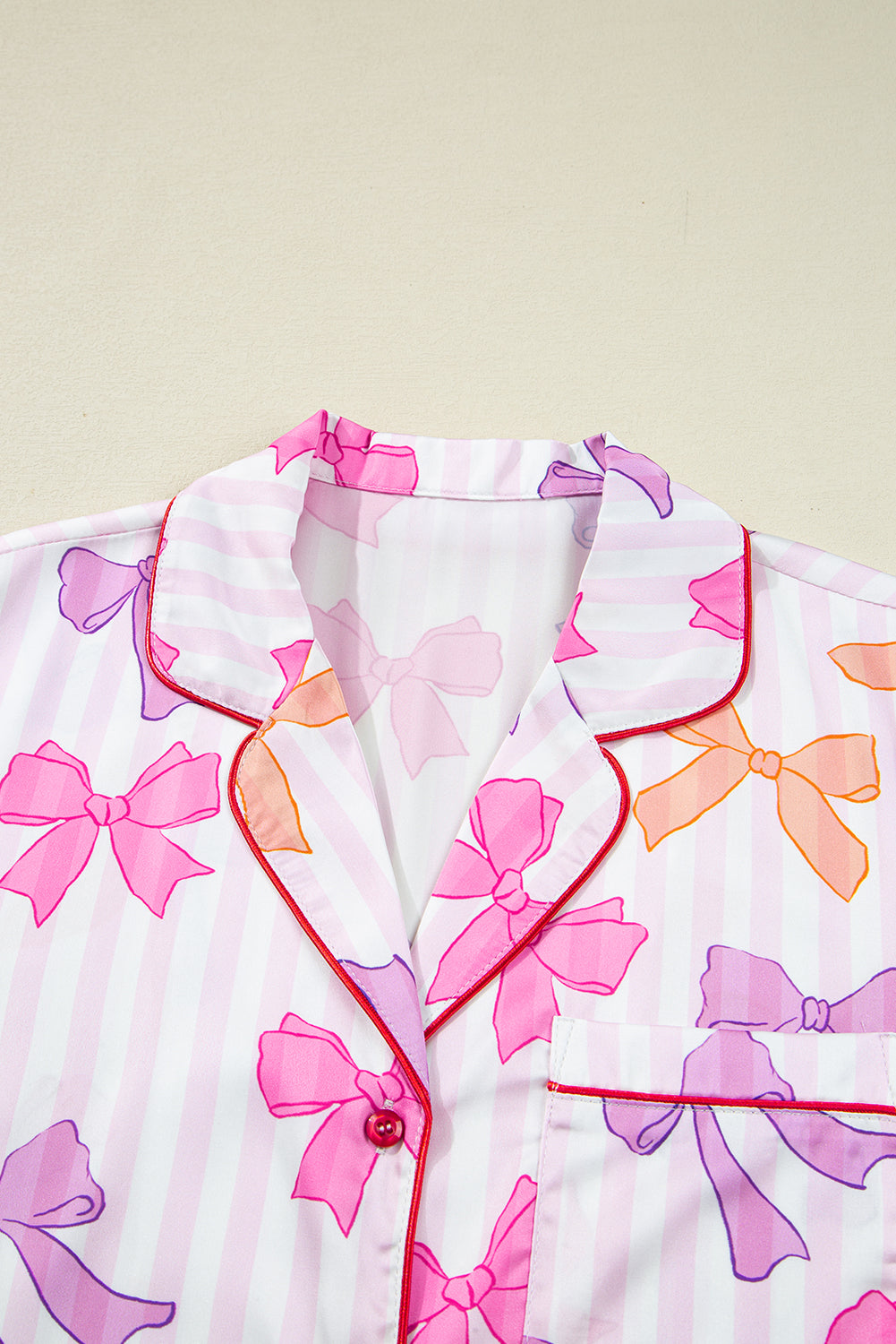 Stripe Bow Shirt and Pants Pajama Set