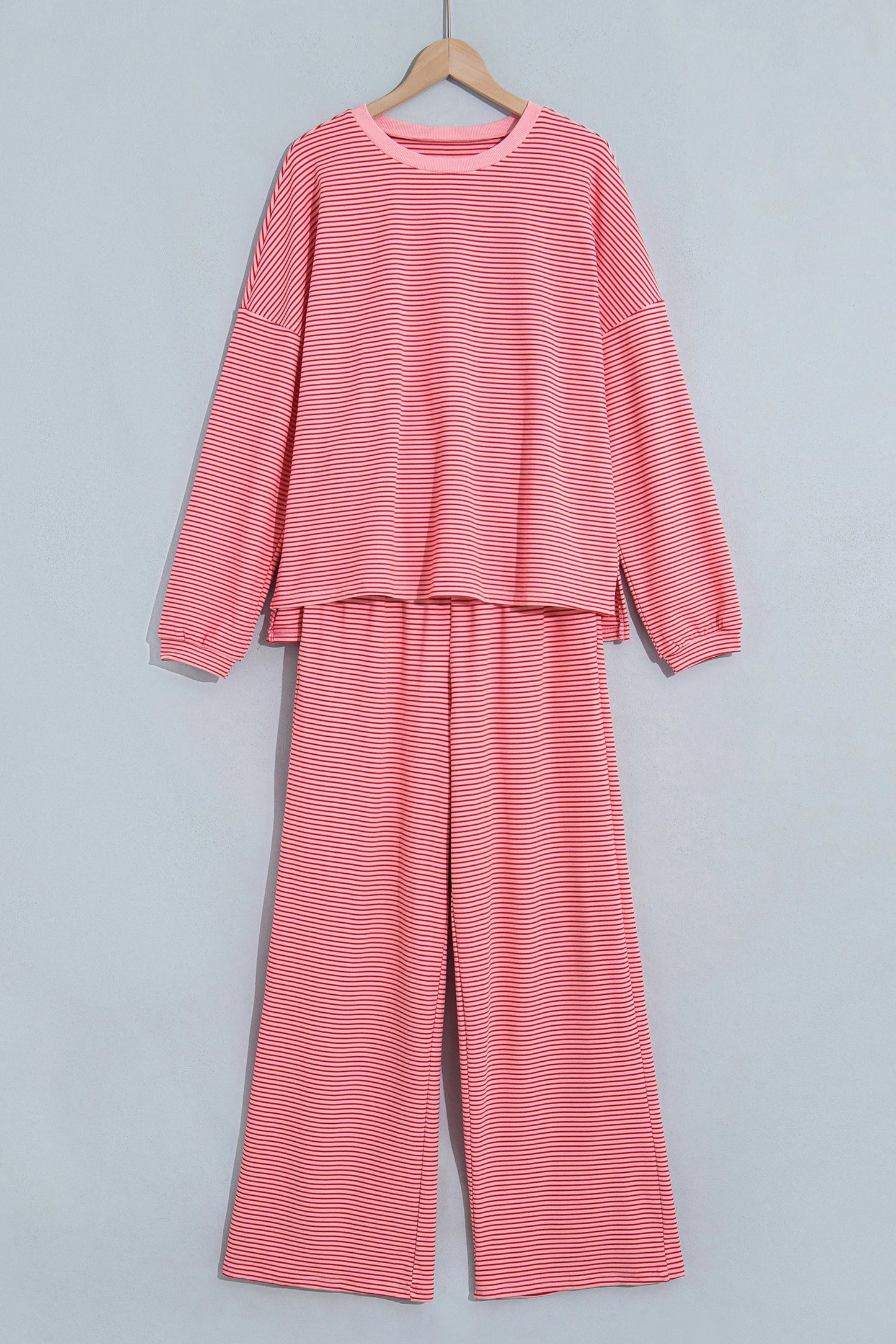 Stripe Oversized Long Sleeve Top & Pants Set