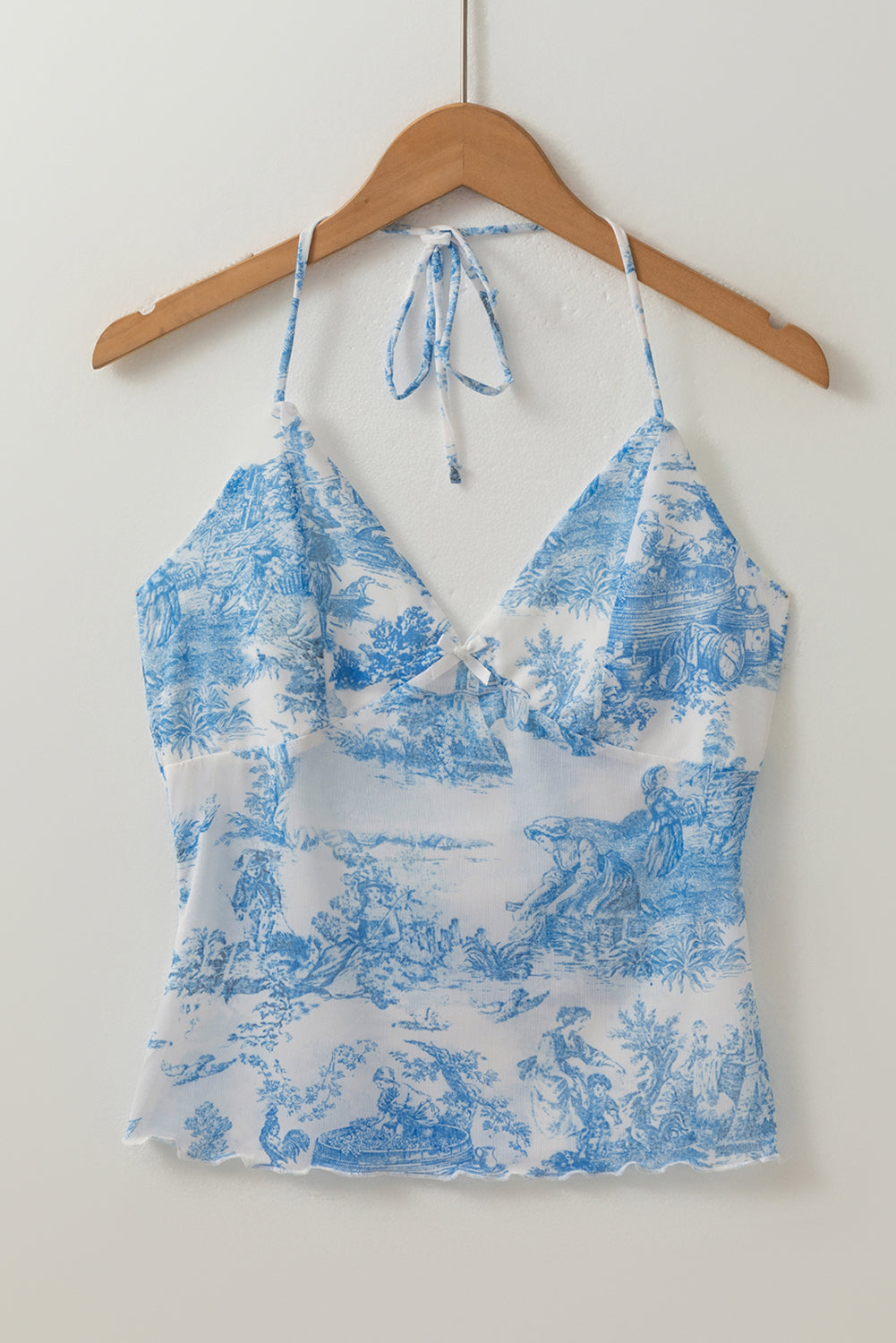 Floral Mesh Halter Tank Top