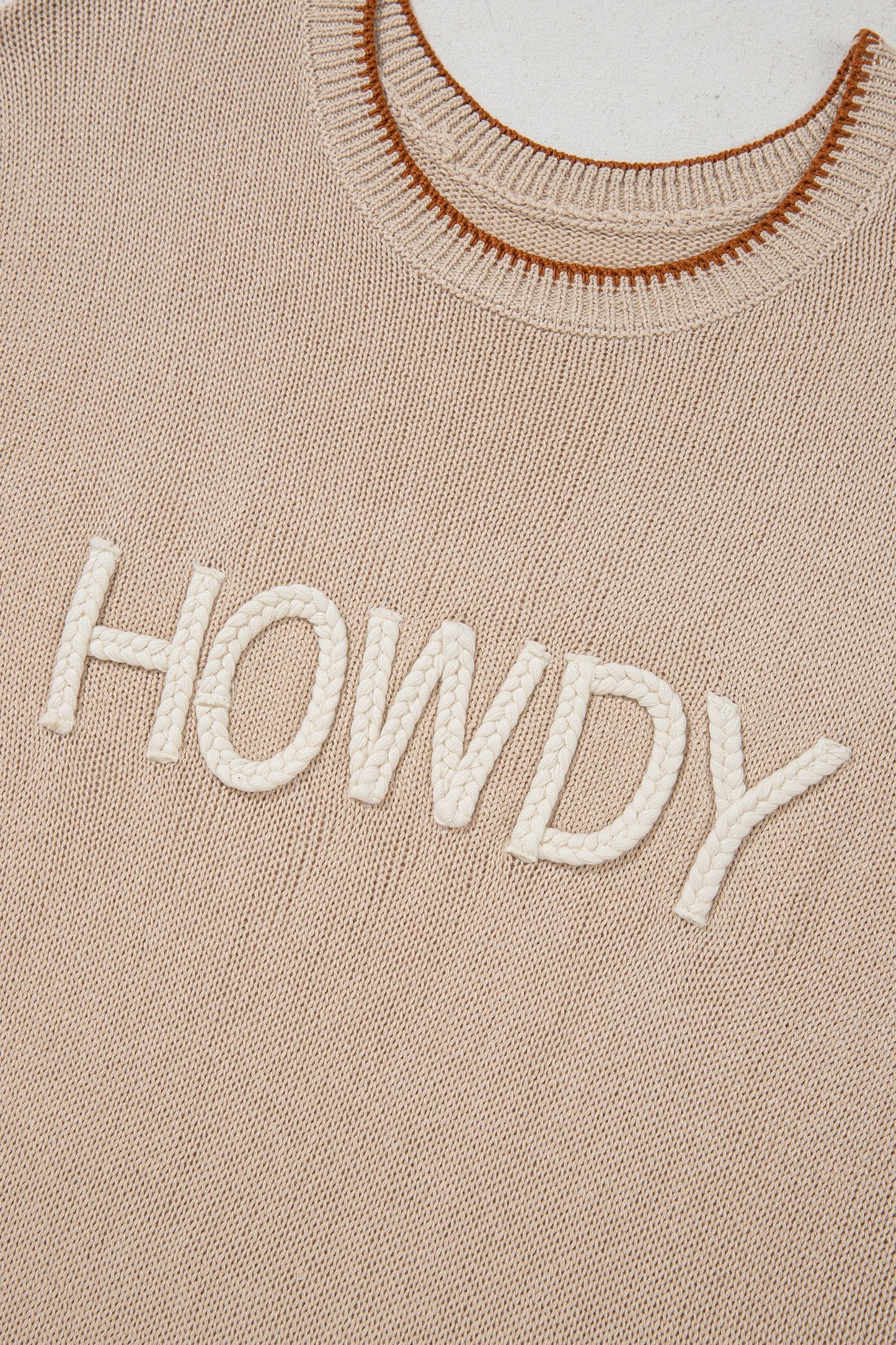 Western HOWDY Contrast Trim Sleeveless Sweater