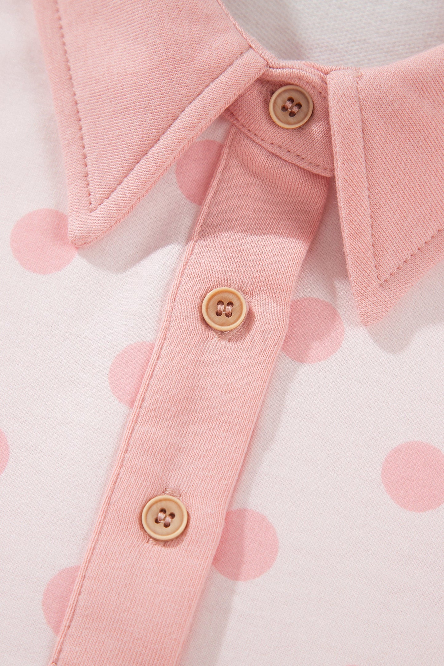 Polka Dot Polo Pullover & Elastic Waist Shorts Set