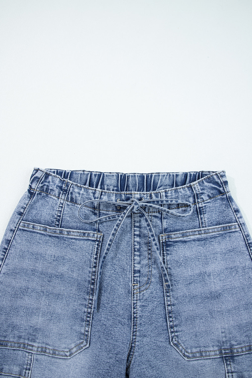 Large Patch Pocket Drawstring Paperbag Waist Barrel Jeans