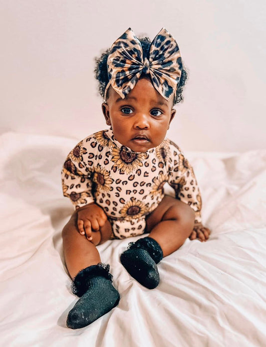 Cheetah Sunflower Sweater Romper