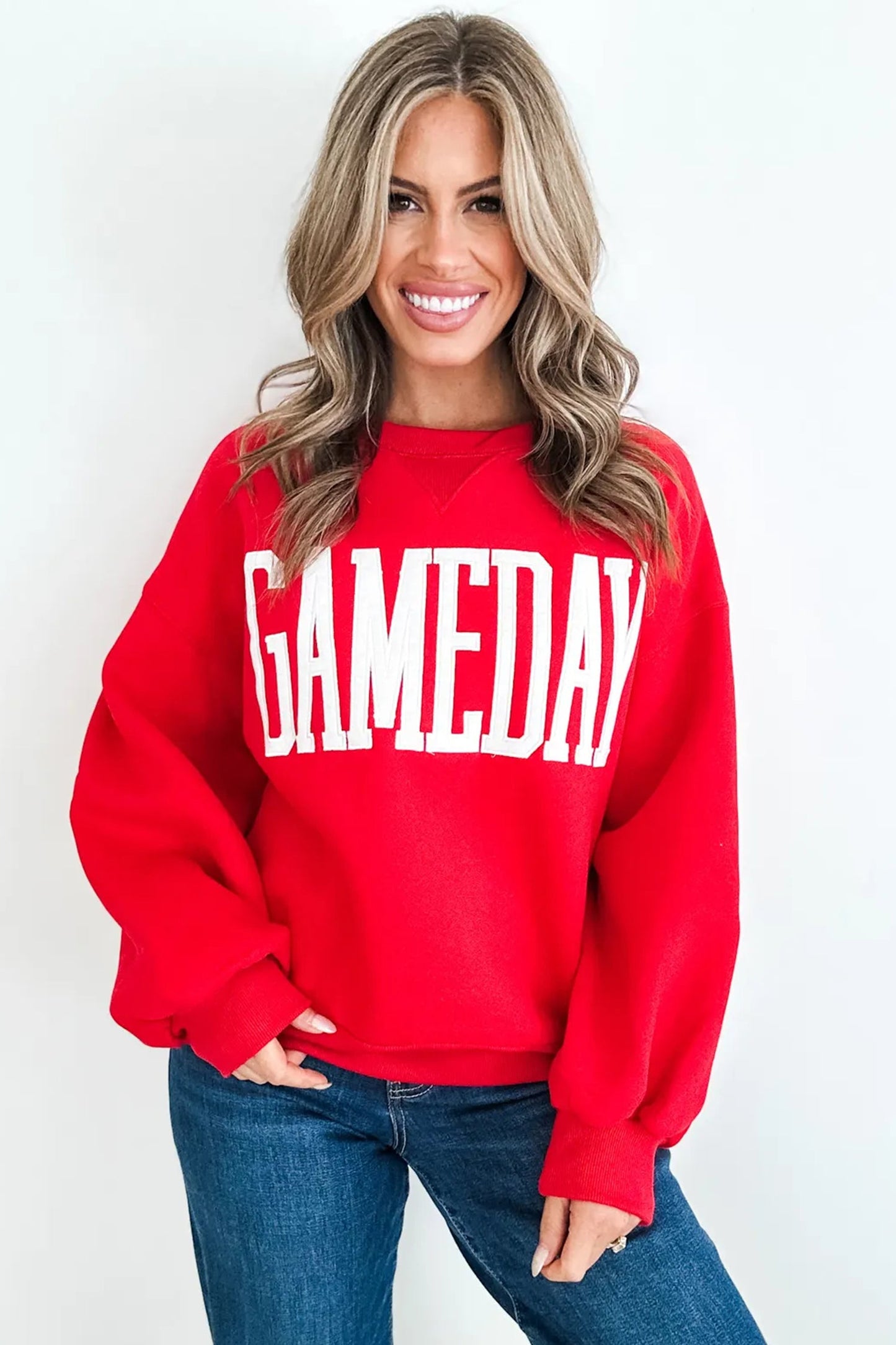 GAMEDAY Embroidered Patch Pattern Sweatshirt