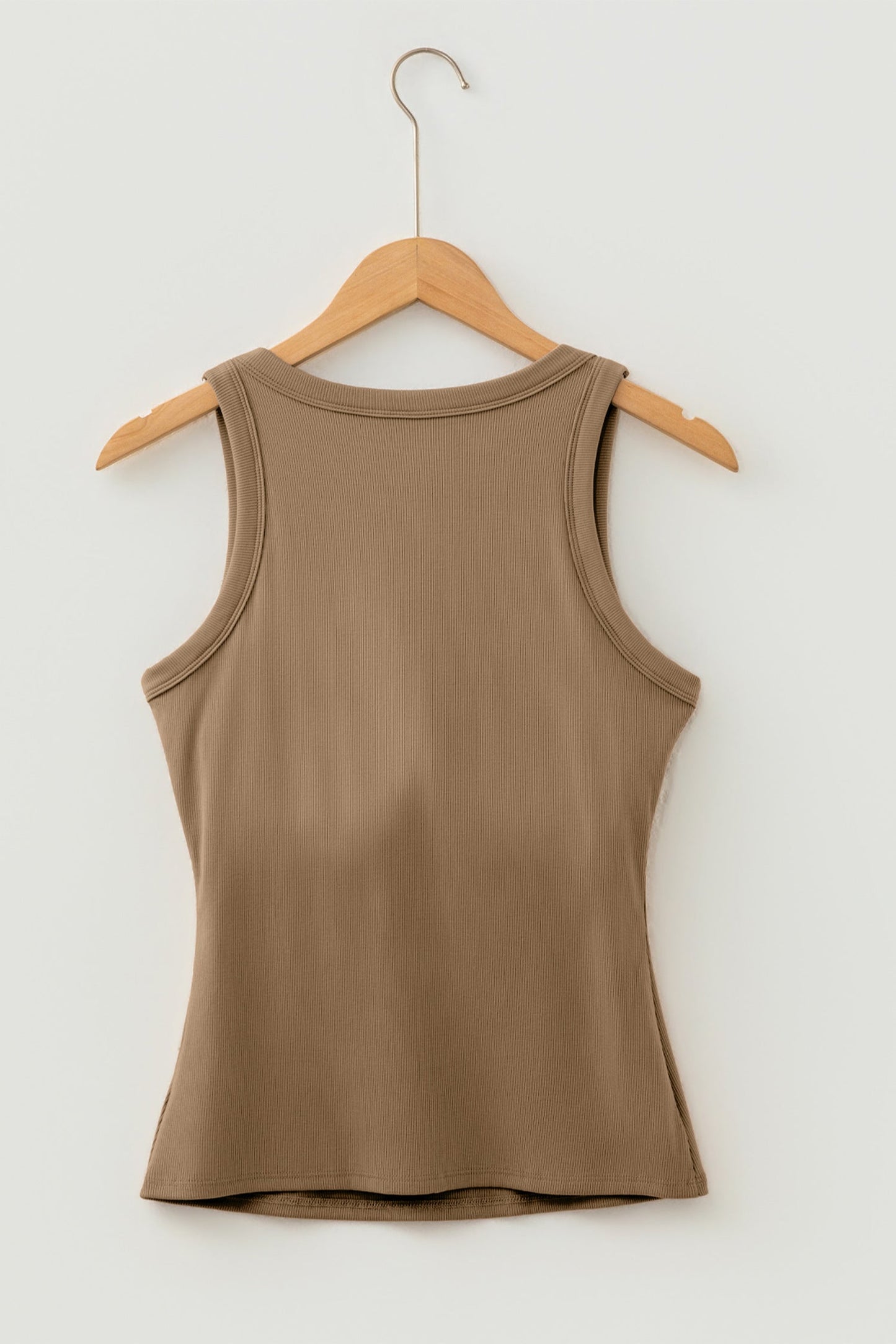 Solid Ribbed Knit Padded Tank Top