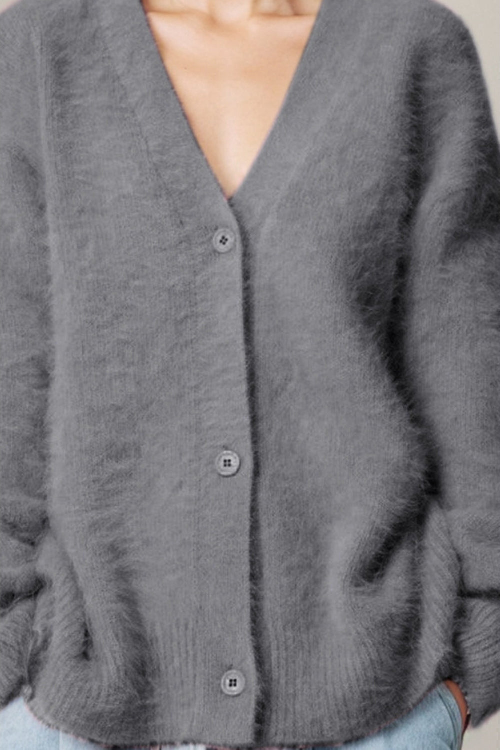 Women Button Up Dropped Shoulder Cardigan Sweaters