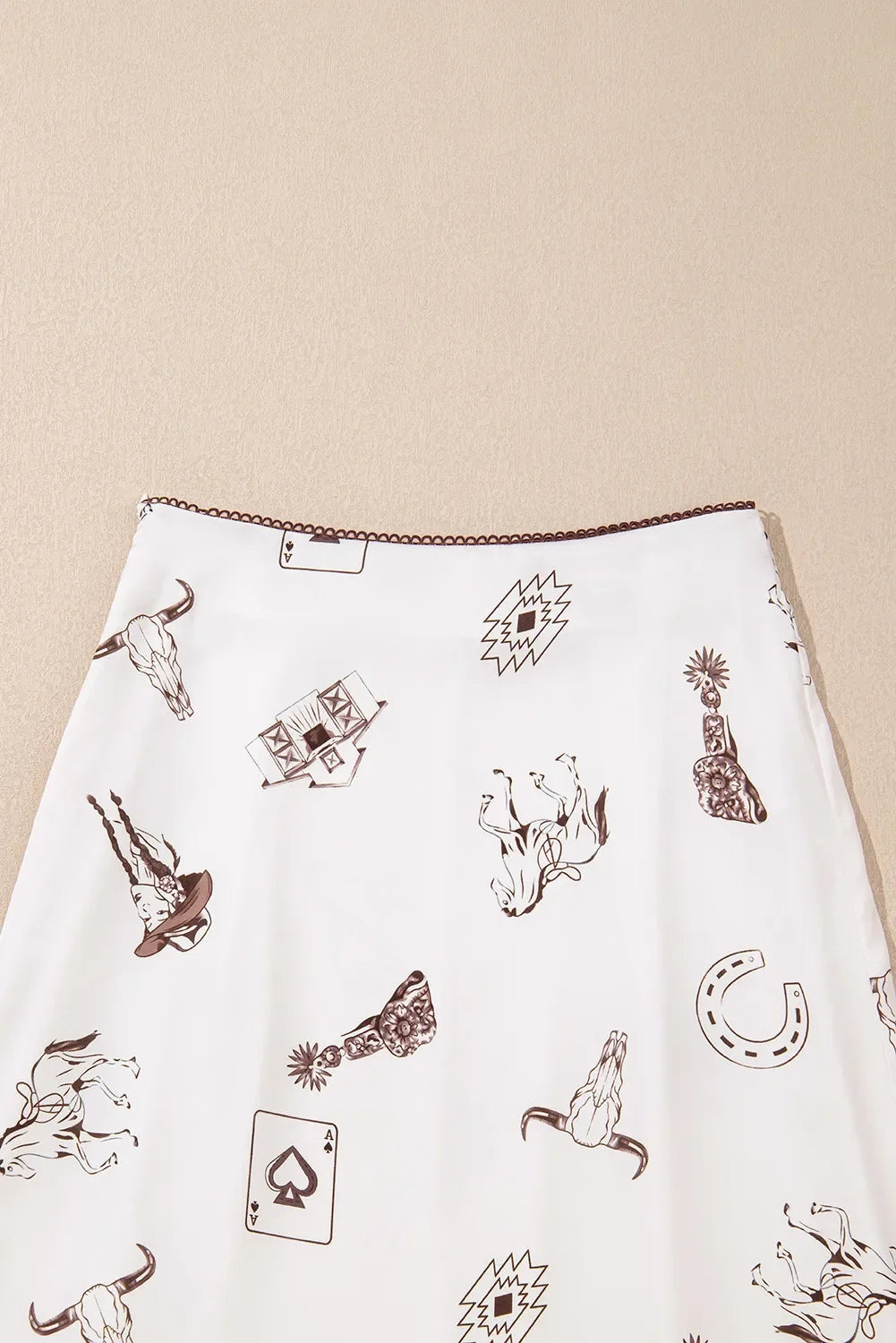 Plus Size Western Lace Trim Side Zip Maxi Skirt