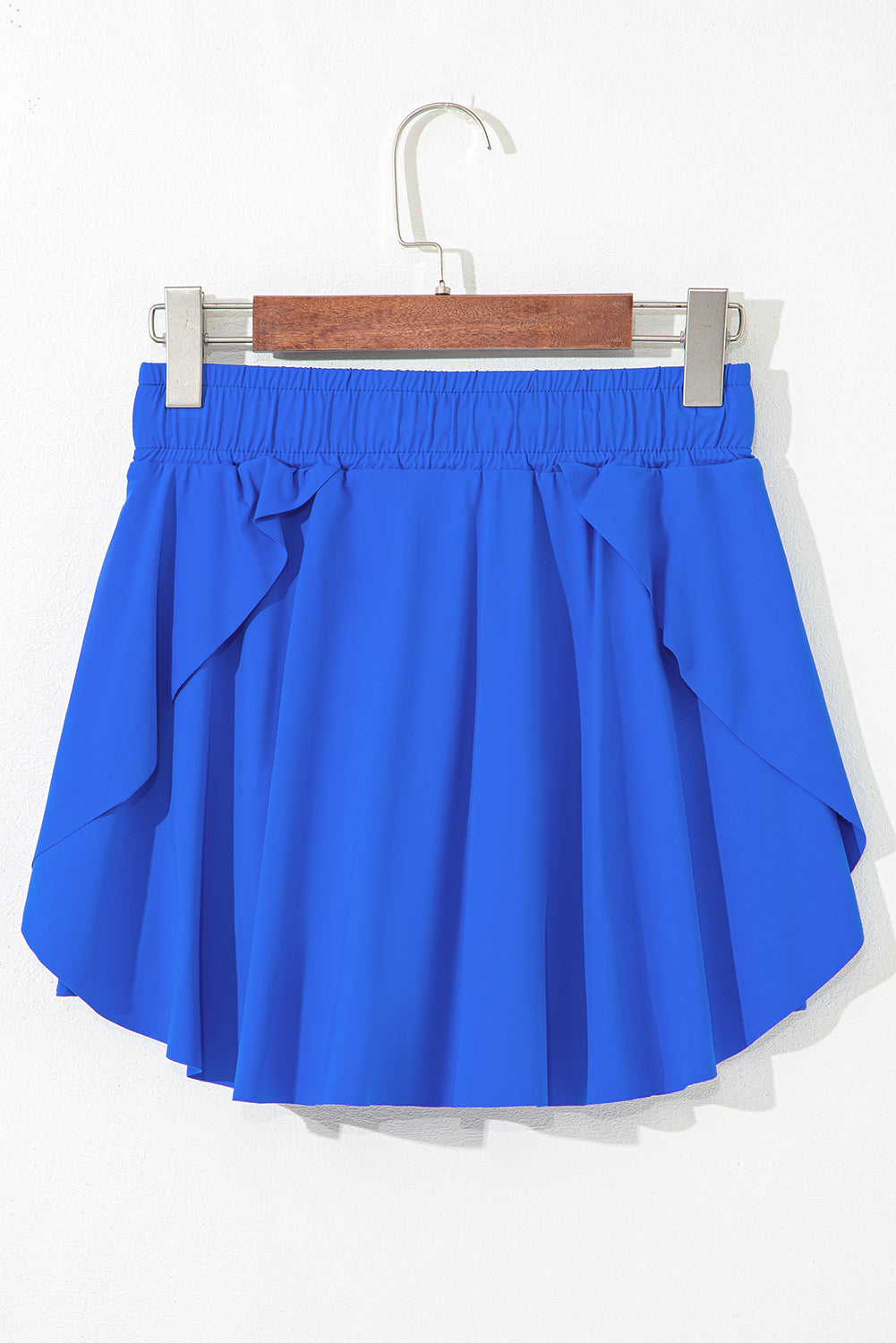 Solid Drawstring Elastic Waist Lined Tennis Skort
