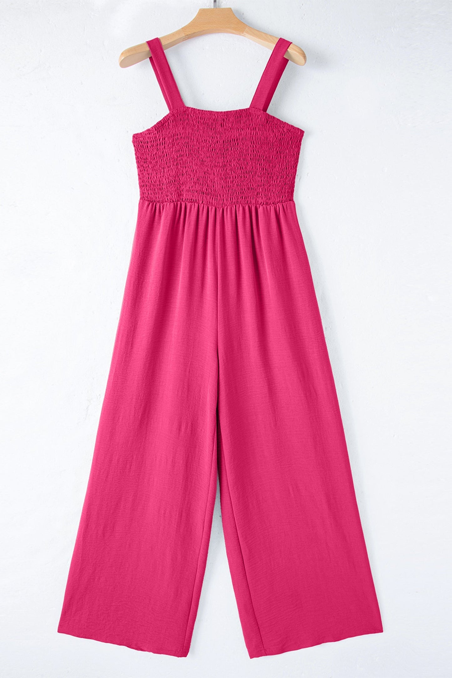 Solid Smocked Square Neck Sleeveless Jumpsuit