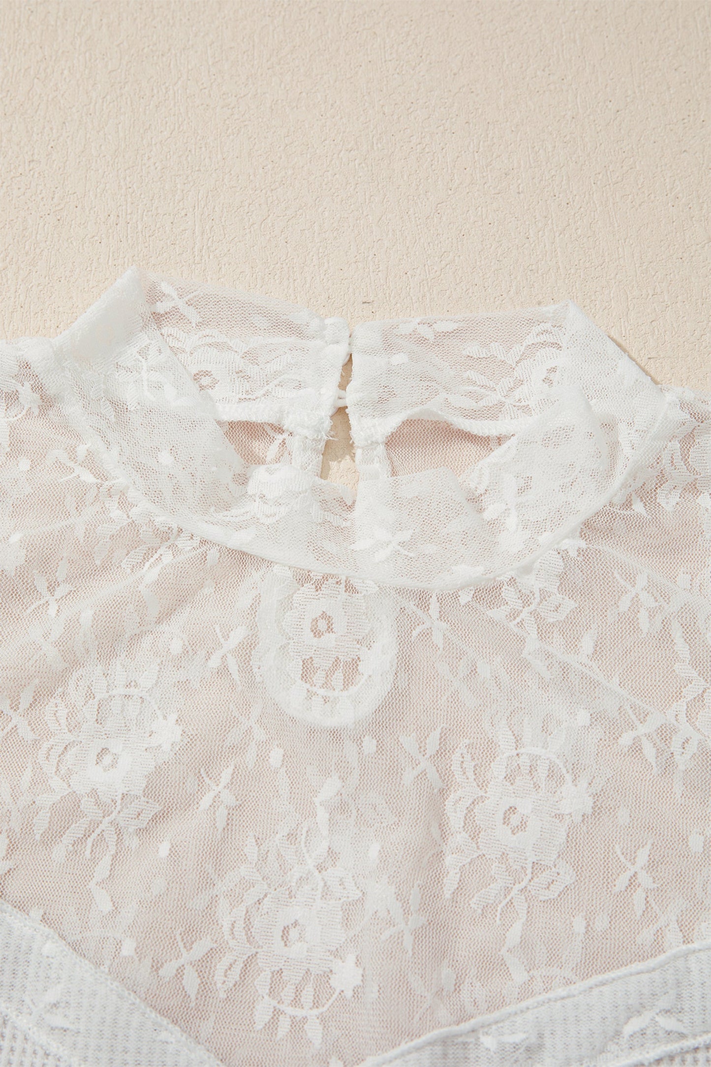 Lace Mesh Patchwork Ribbed Long Sleeve Top