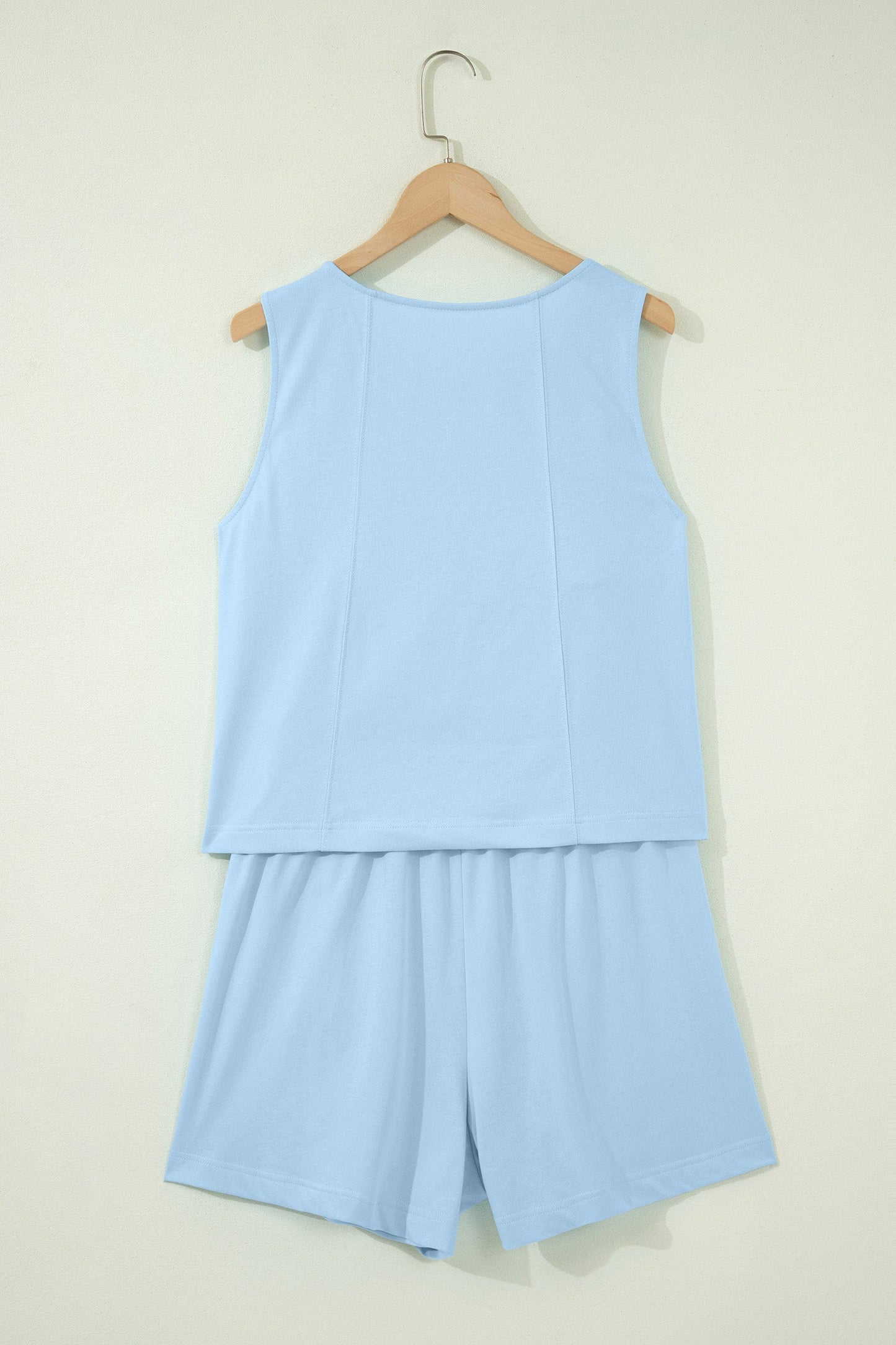Solid Stitched Tank Top & Elastic Short Set