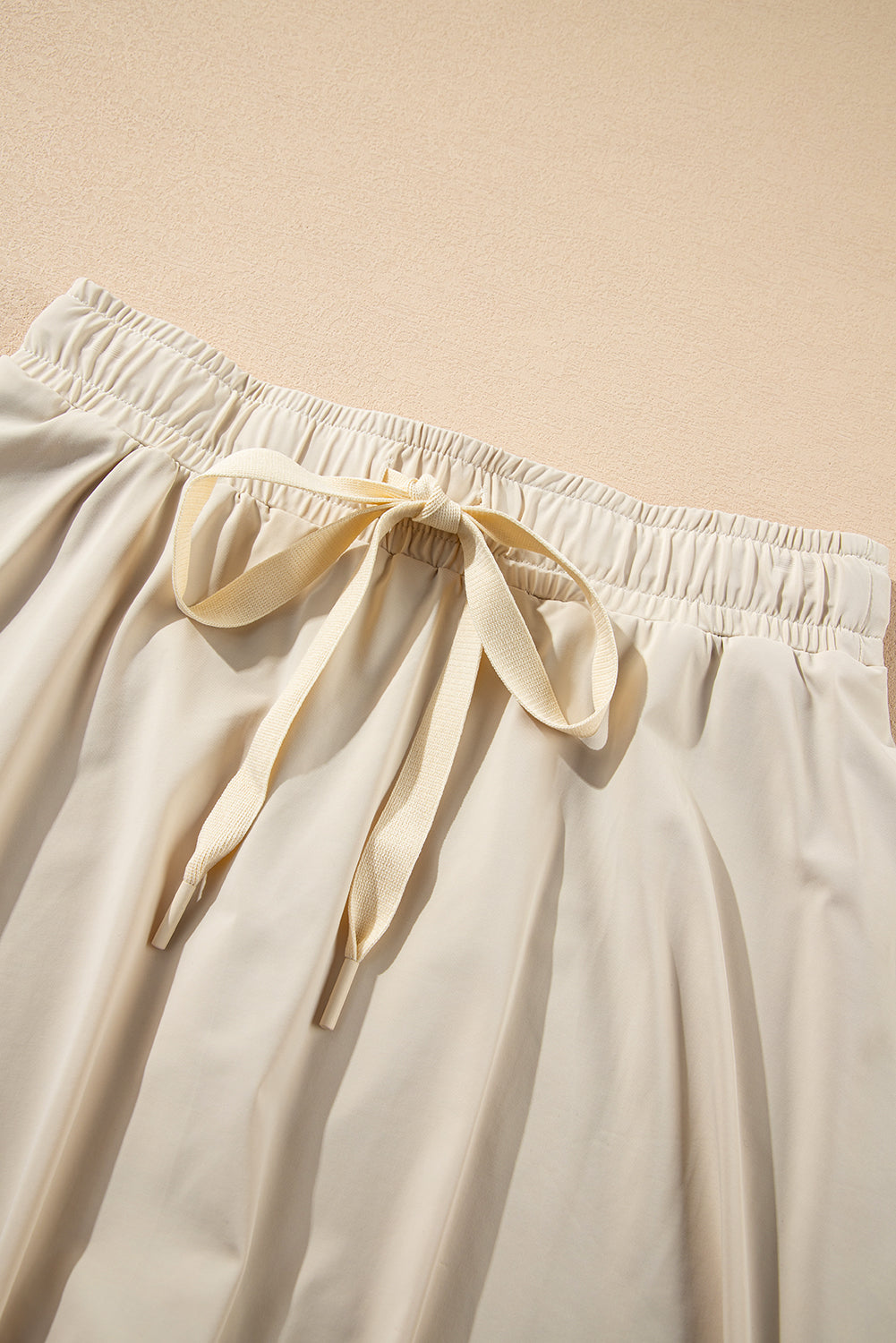 Solid Drawstring Elastic Waist Lined Tennis Skort