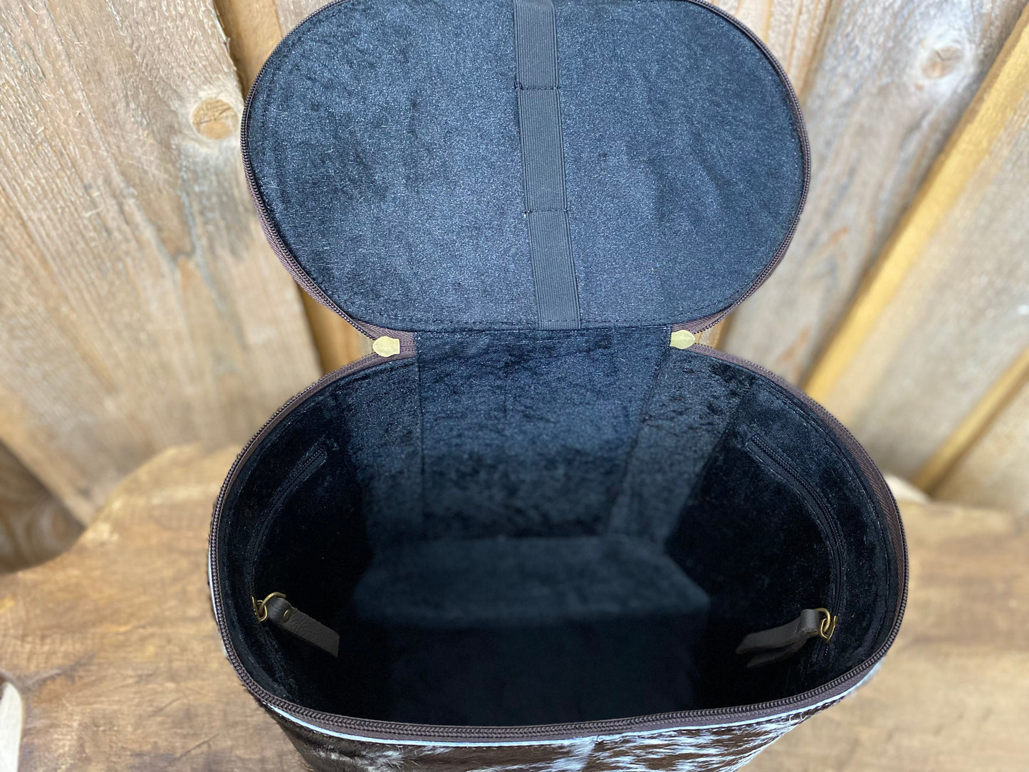 Black Makeup Box Cowhide