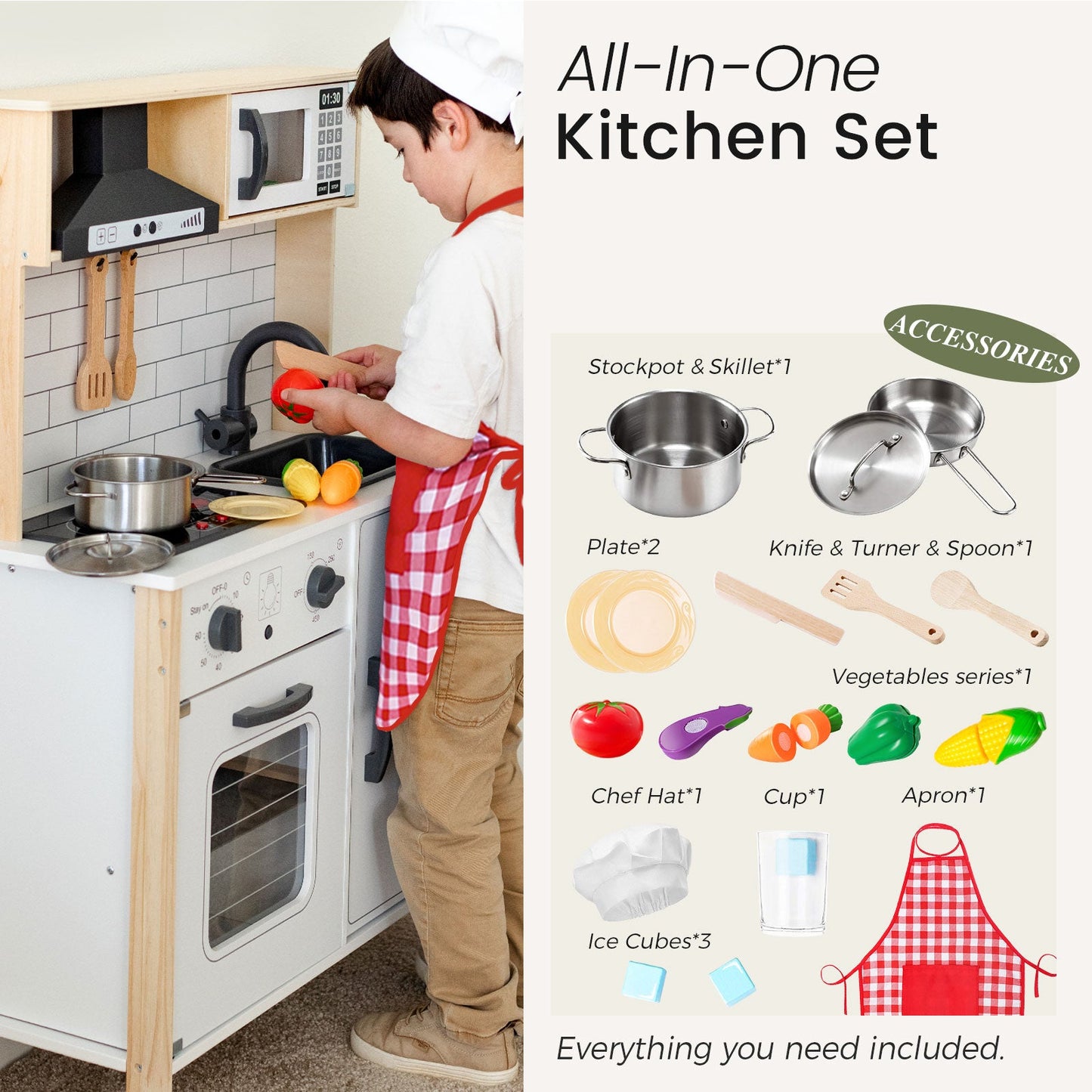 Tiny Land® Interactive Play Kitchen with Sounds & Cookware