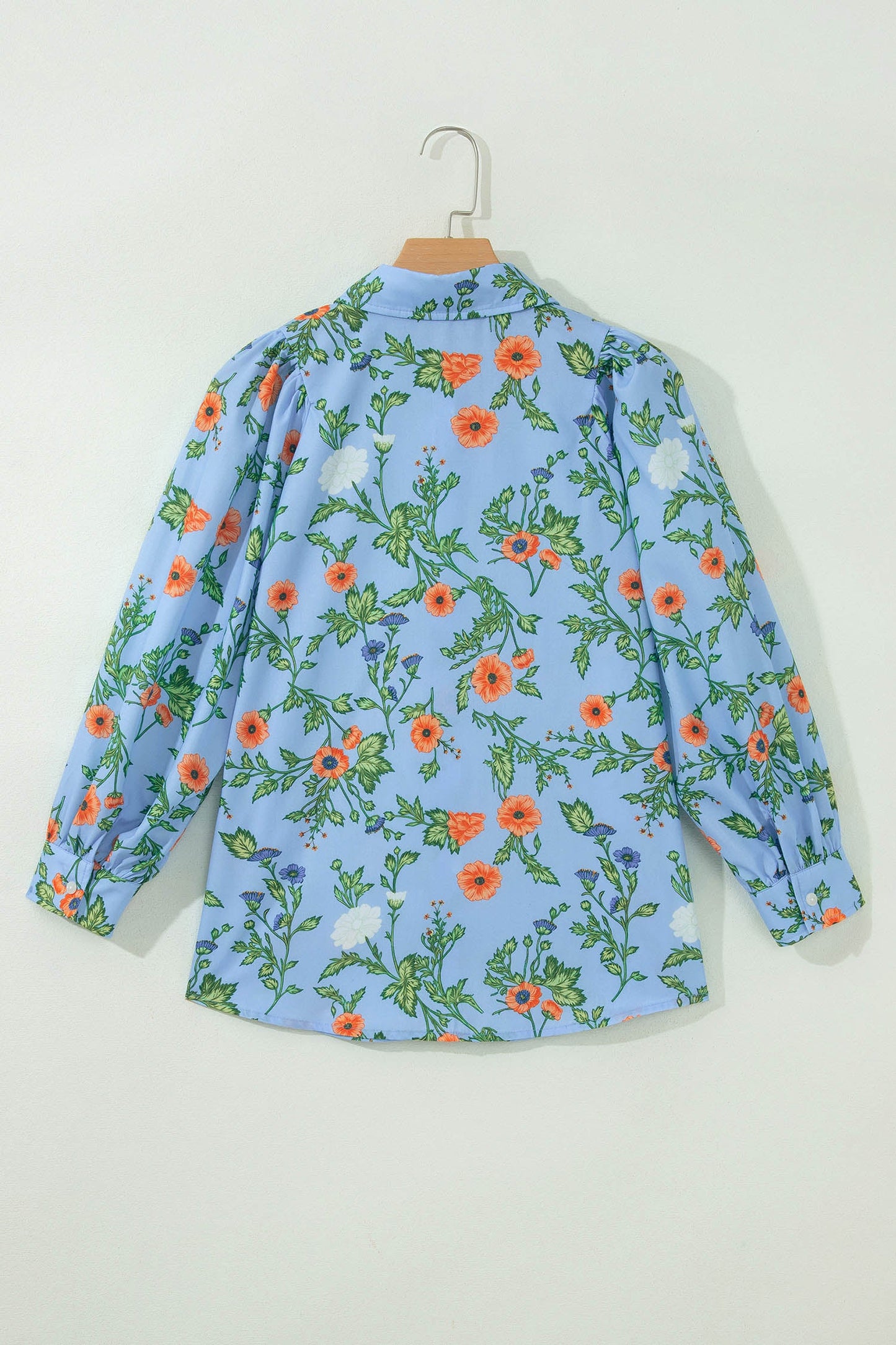 Floral 3/4 Sleeve Button Down Collared Blouse