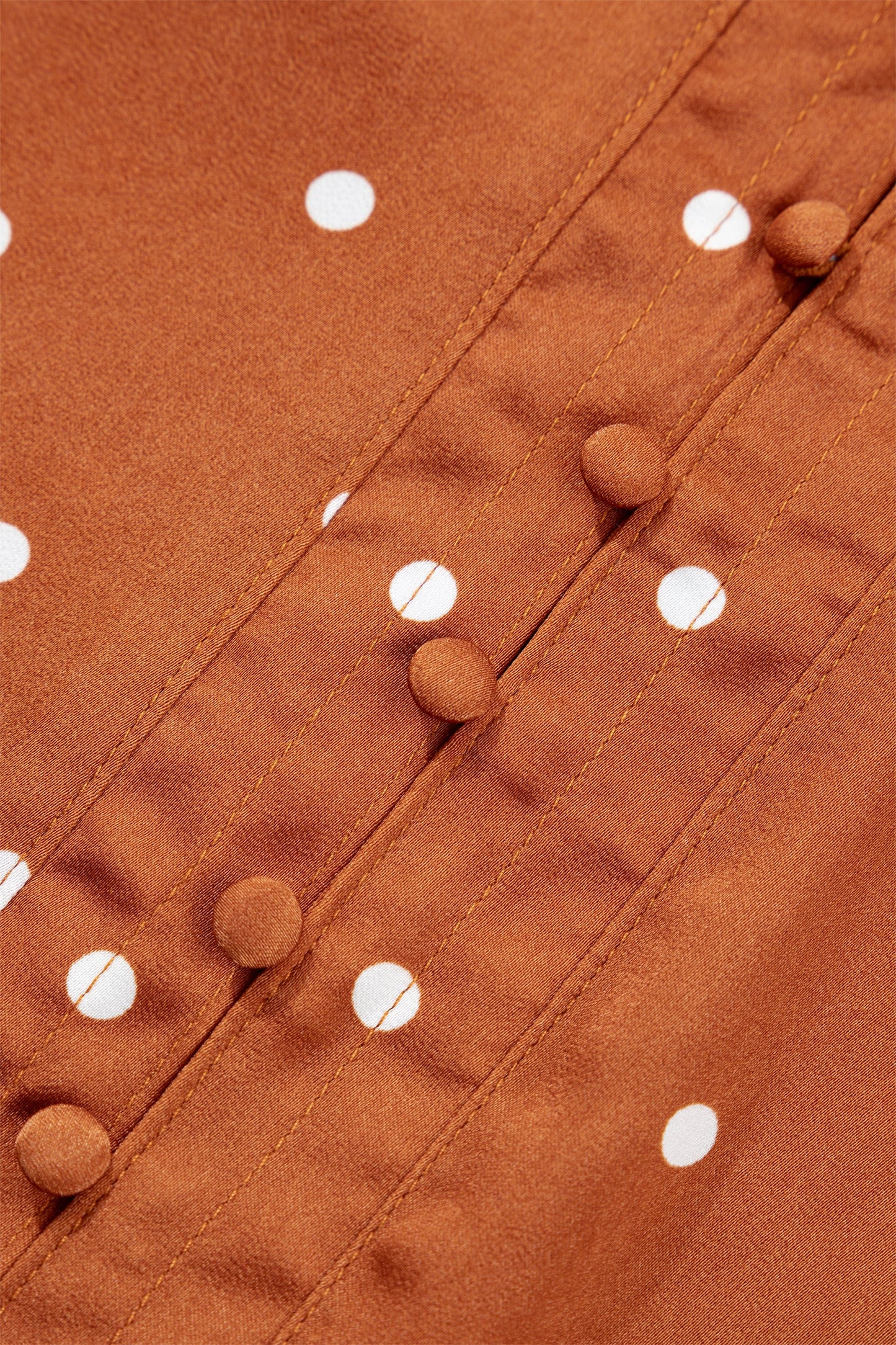 Polka Dot Half Button V-Neck Long Sleeve Blouse