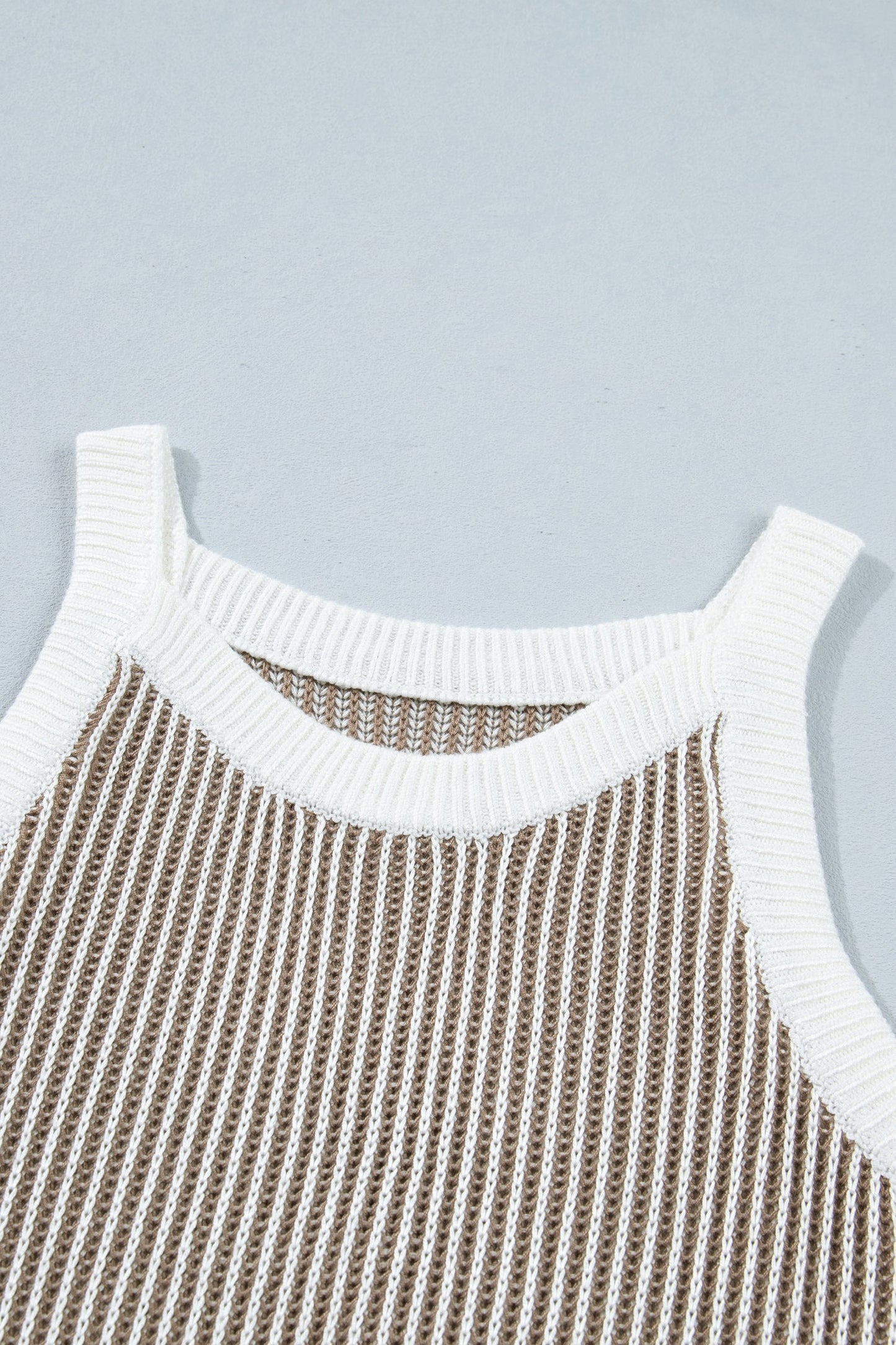 Ribbed Knit Contrast Trim Sweater Tank Top