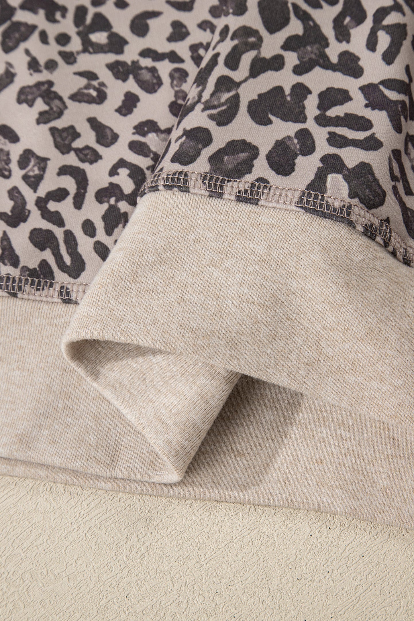 Leopard Patchwork Crew Neck Sweatshirt