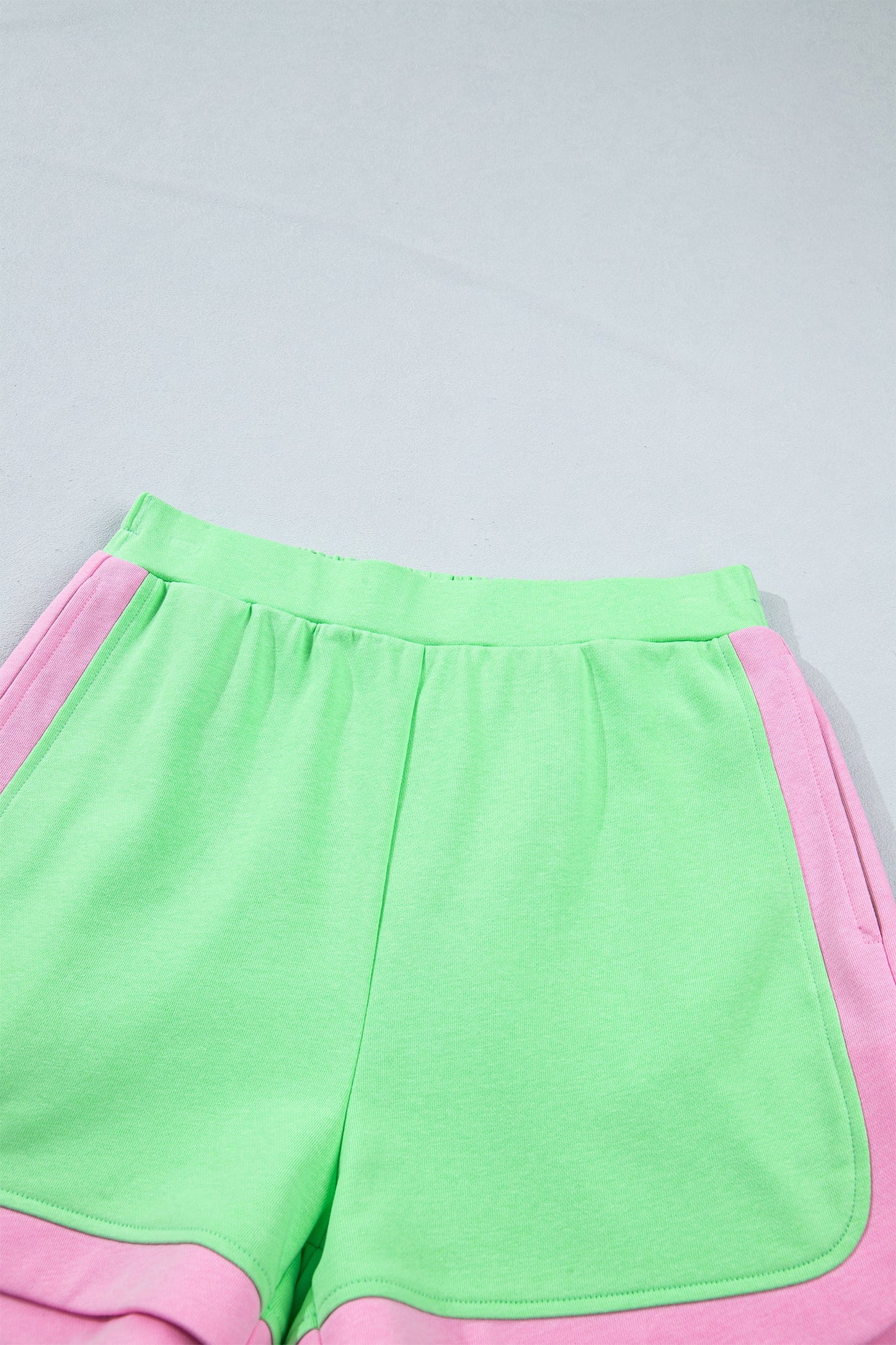 Colorblock Accent Half Zip Athleisure Top & Shorts Set