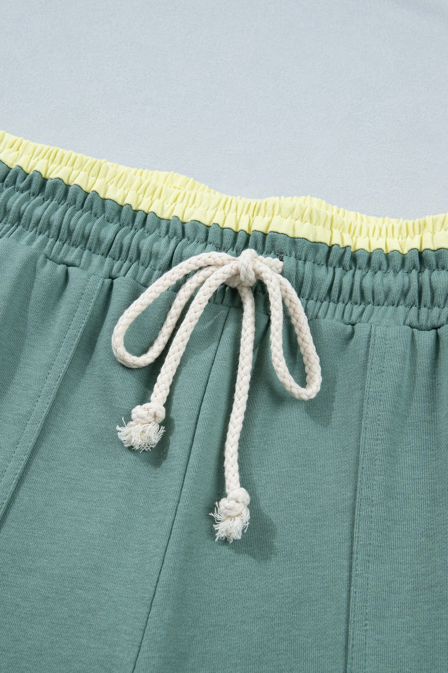 Colorblock Flower Patchwork Drawstring Wide Leg Pants