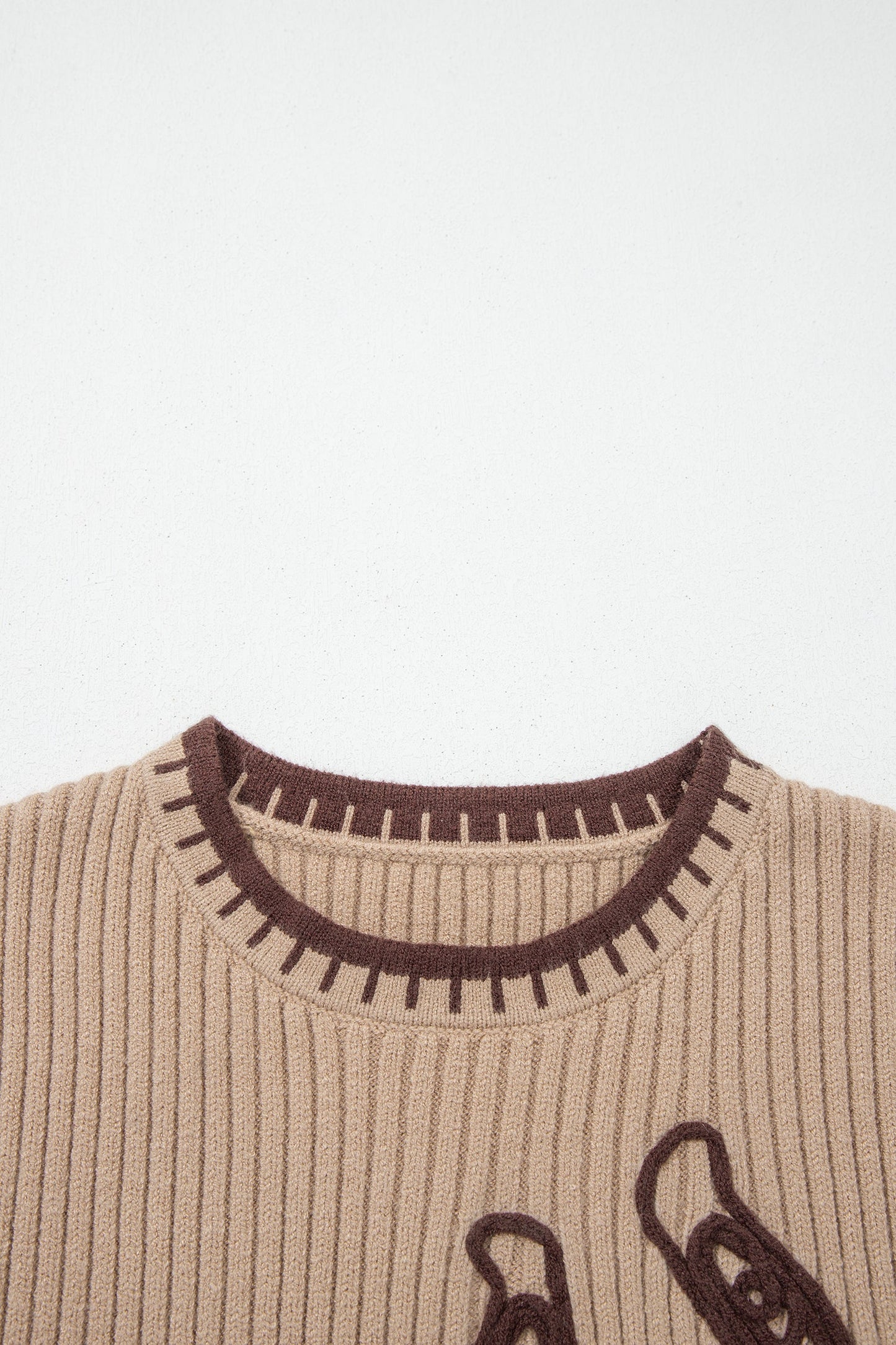 Western Horseshoe Ribbed Knit Sweater Top