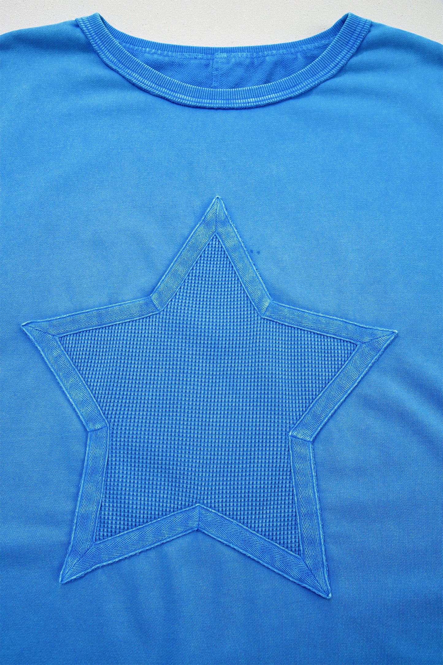 Star Waffle Knit Patchwork Mineral Wash Tee