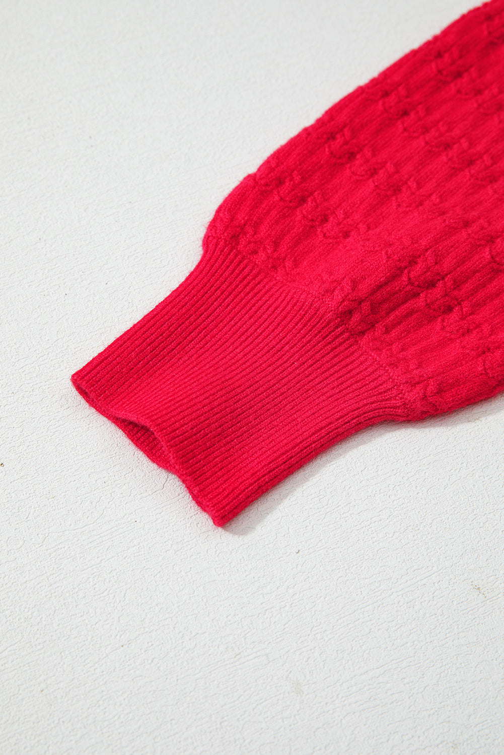 Solid Knit Ribbed Cuff Crewneck Sweater