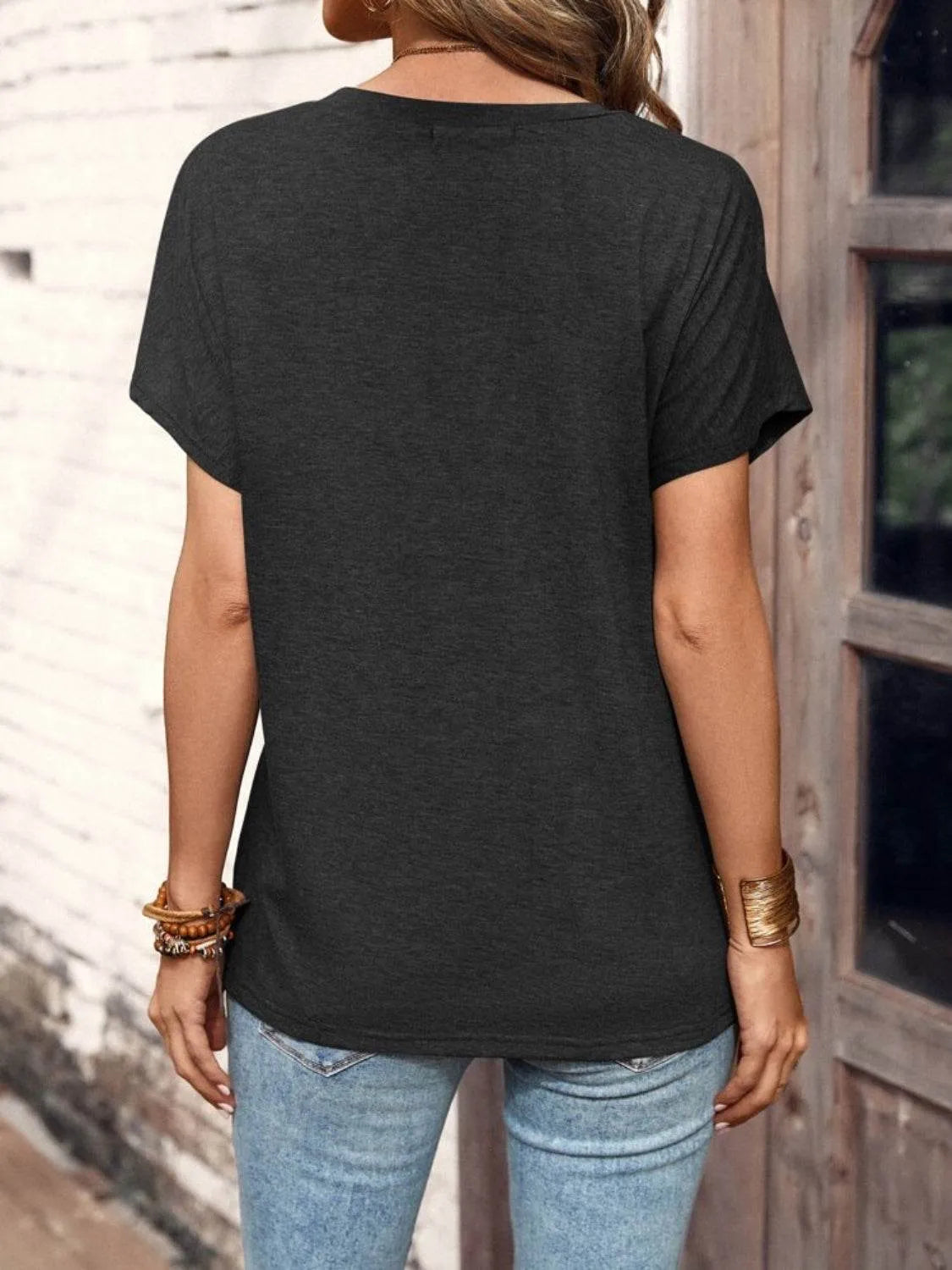 Half Button Short Sleeve Top
