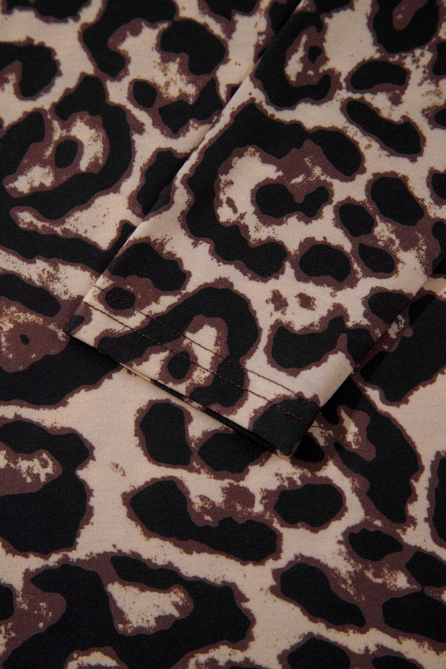 Western Leopard High Neck Long Sleeve Slim Top