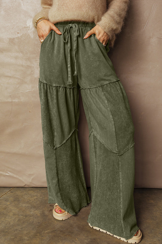 Paisley Leg Patchwork Drawstring Pants