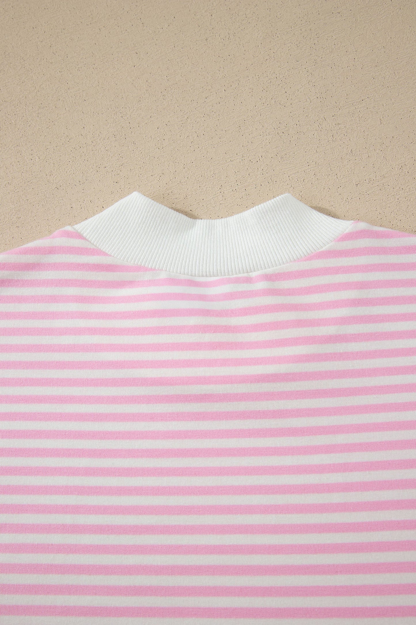 Stripe Mock Neck Cuffed Sleeve Tee Dress
