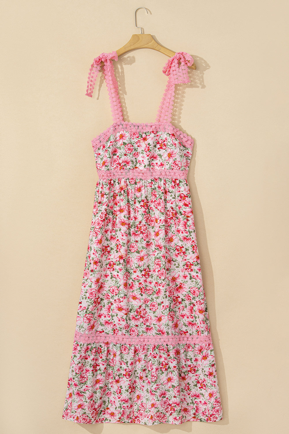 Floral Lace Empire Waist Maxi Dress